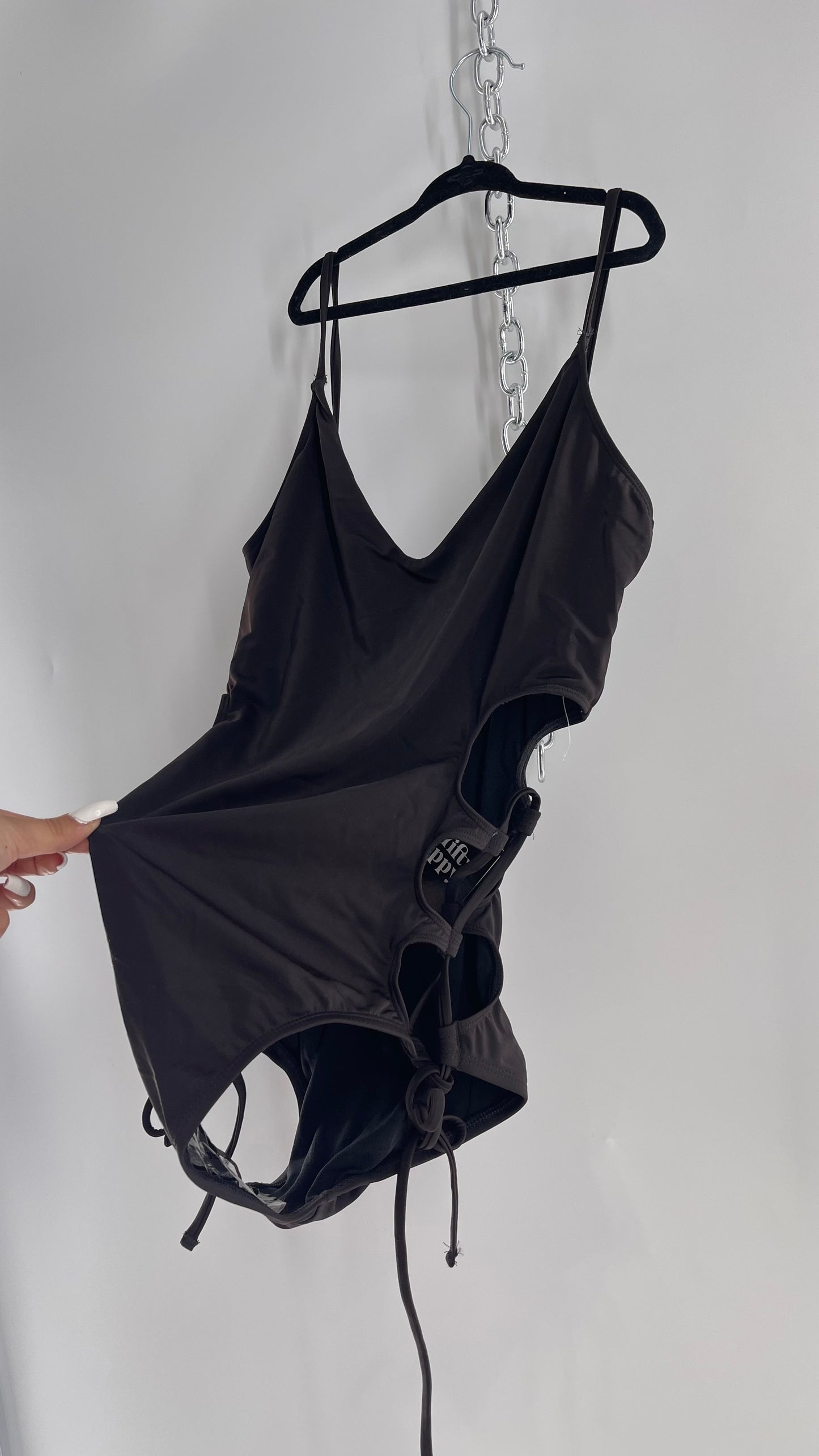Urban Outfitters Out From Under Black Swimsuit with Lace Up Sides (Large)