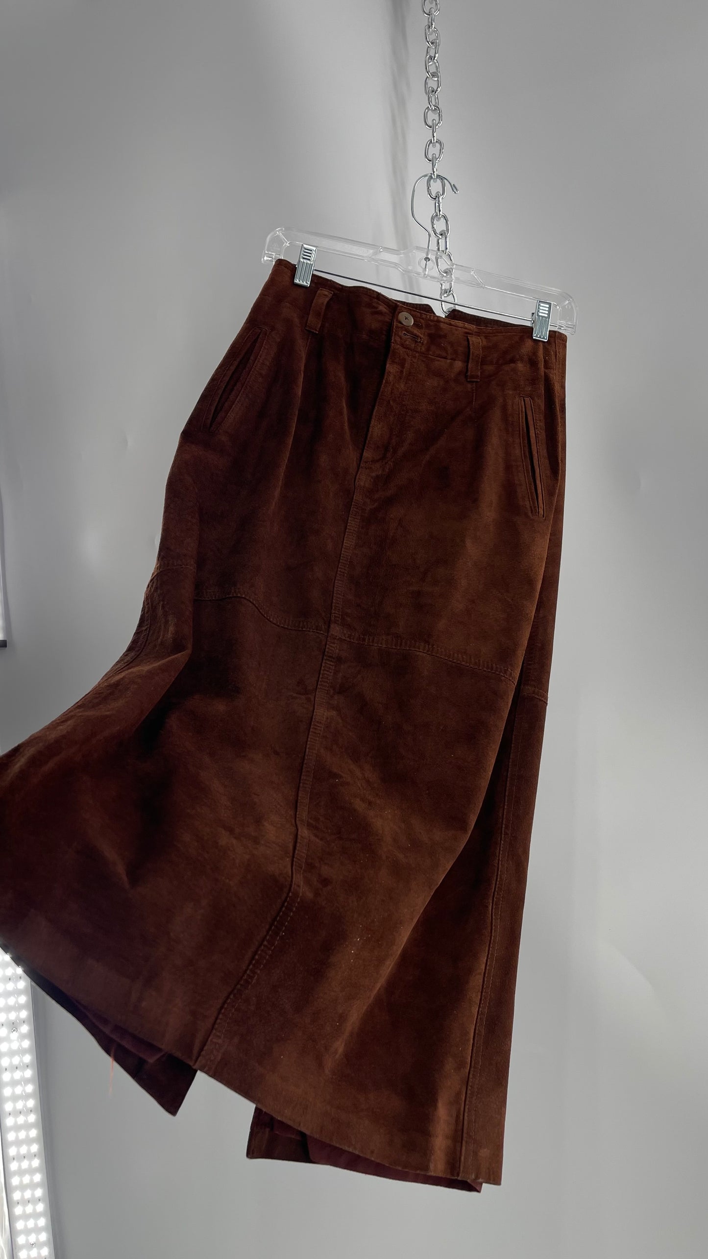 Vintage Lizwear Chocolate Brown Suede Long Skirt