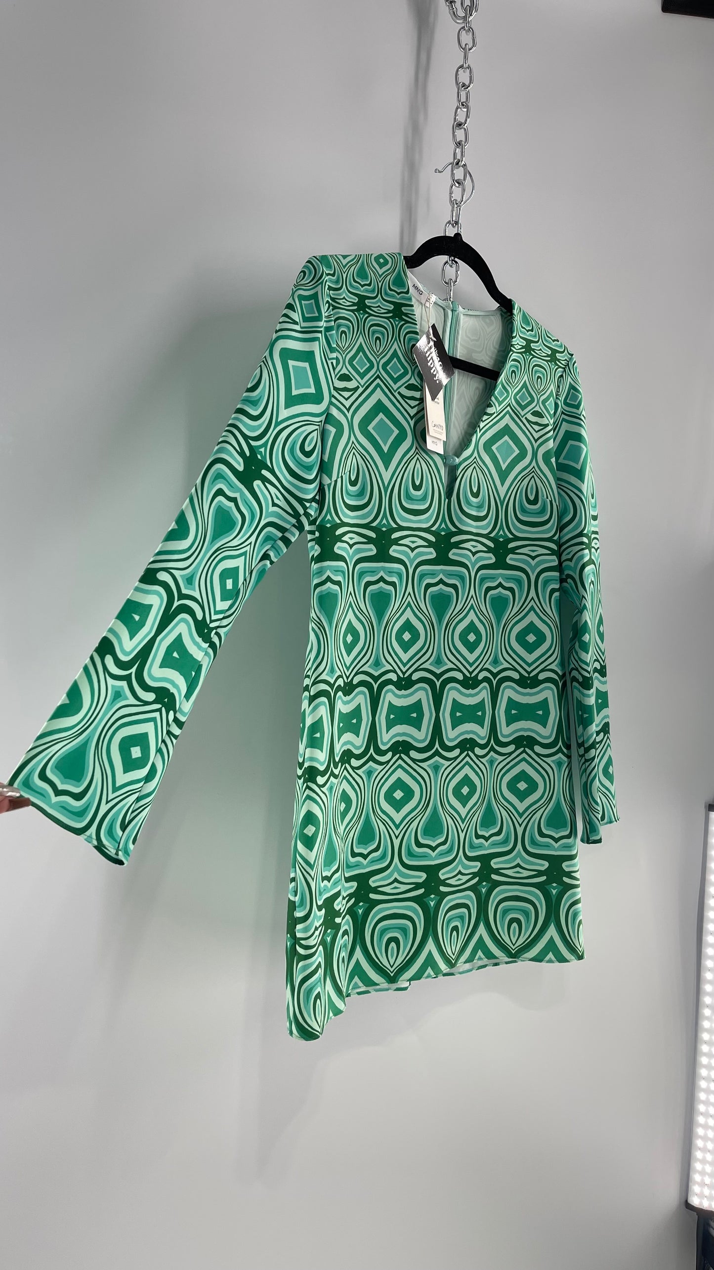 MNG Groovy Green Retro Psychedelic Dress (4)