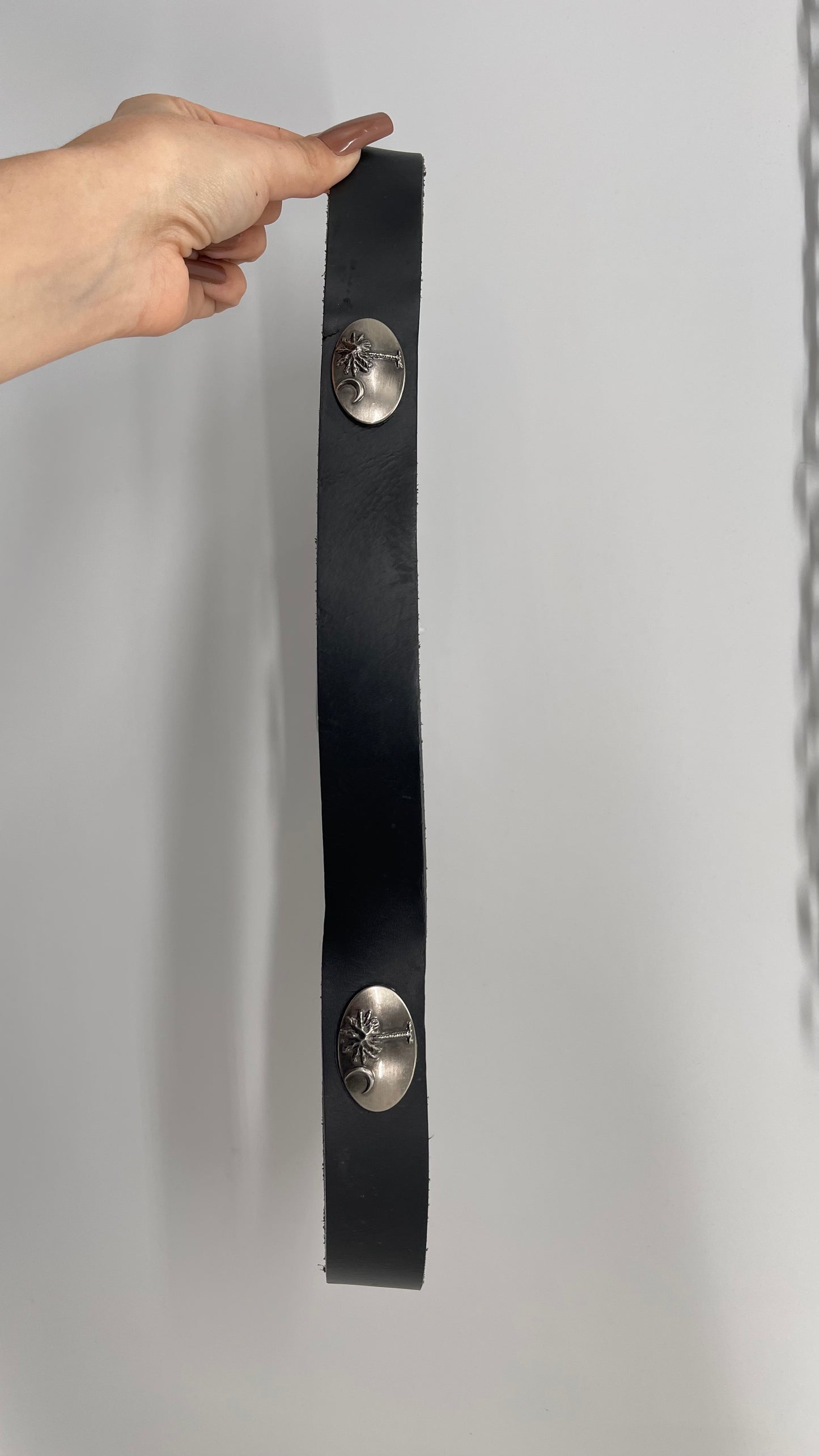 Zep Pro Black Leather Belt with Silver Engraved Metal Medallions (38)
