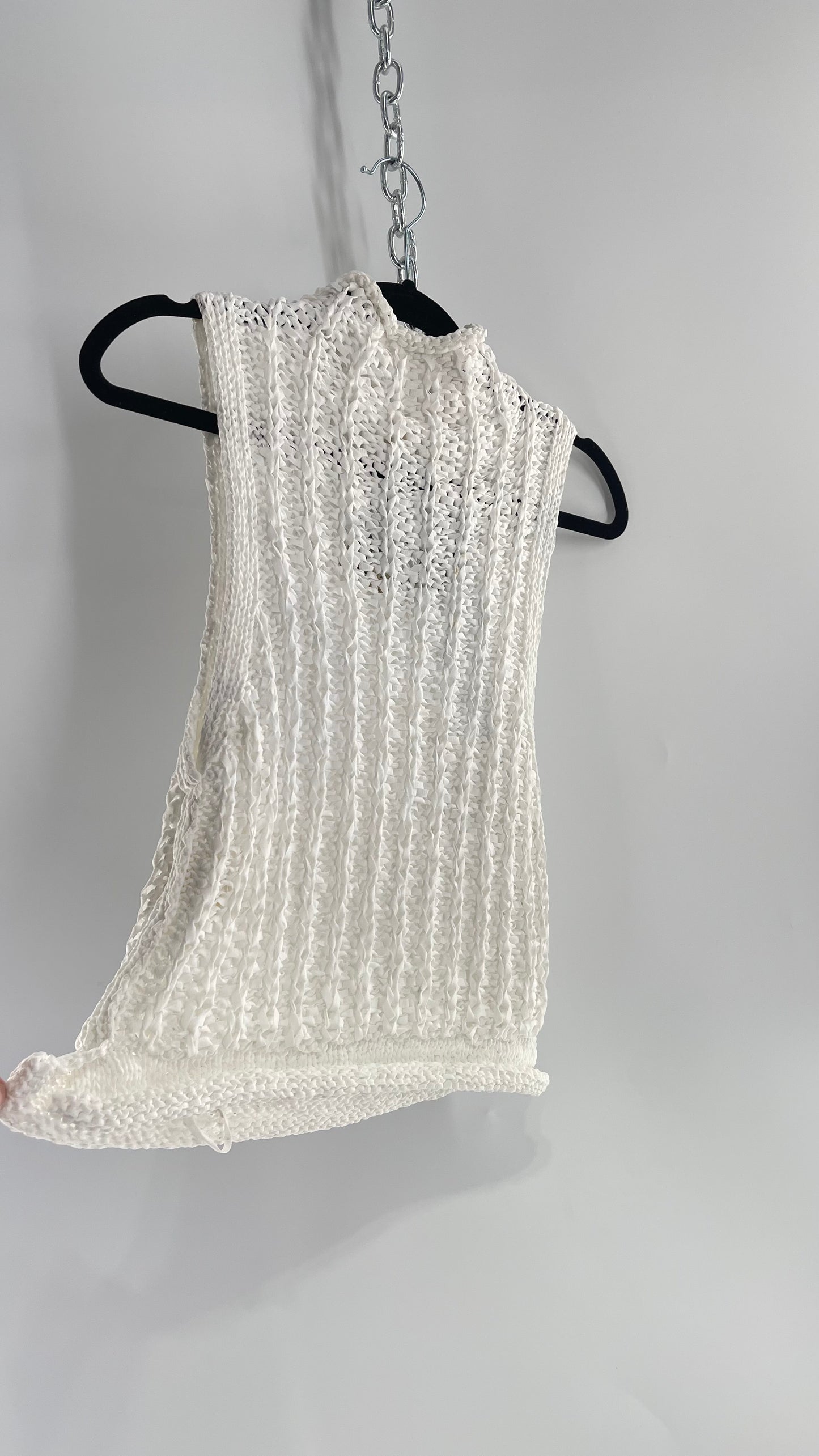 Anthropologie Moth Crochet Open Knit Mock Neck Tank (XS)