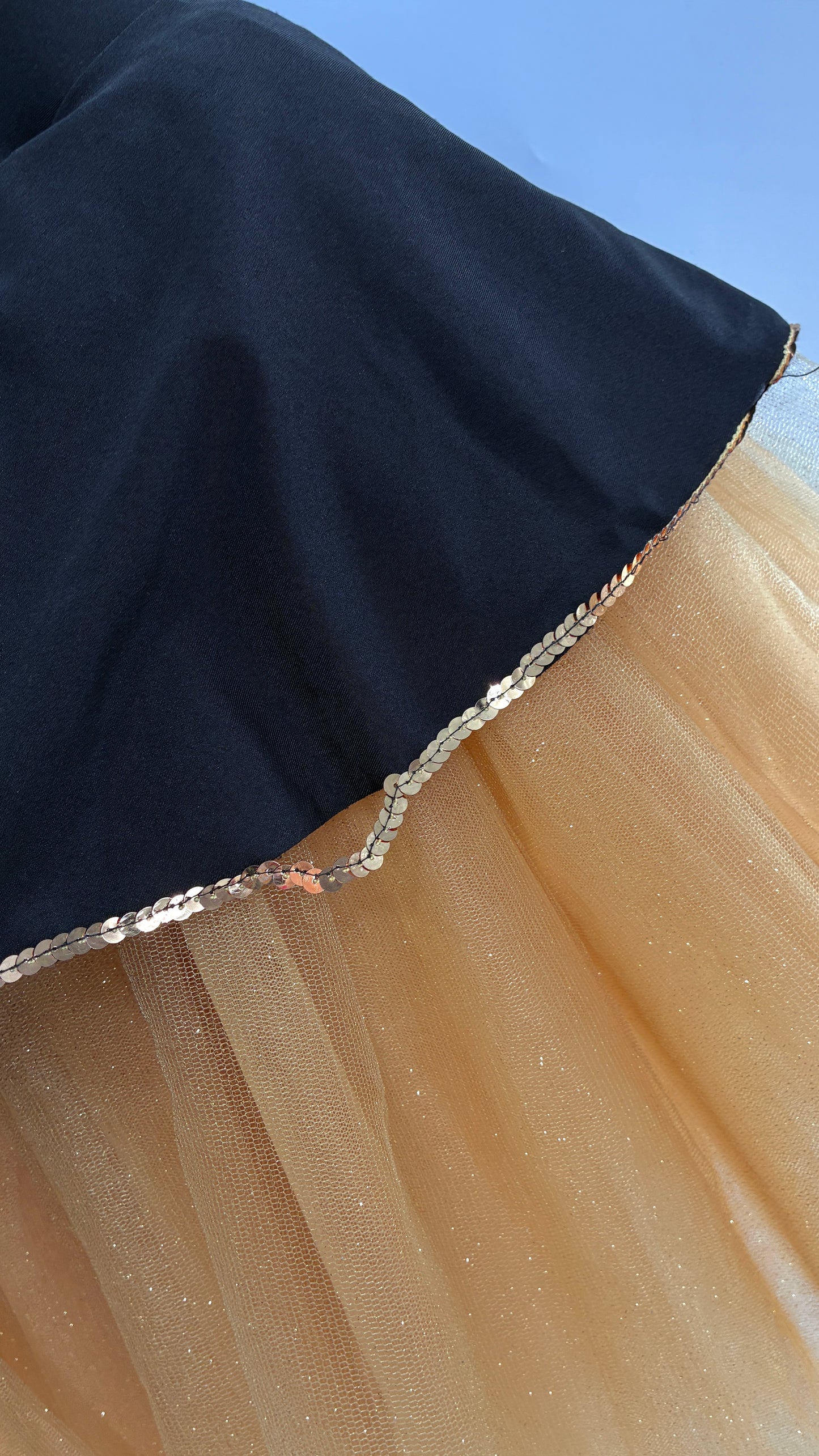 Costume Dancewear Mini Dress with Full Tulle Skirt, and Lace Appliqués (Medium Adult)