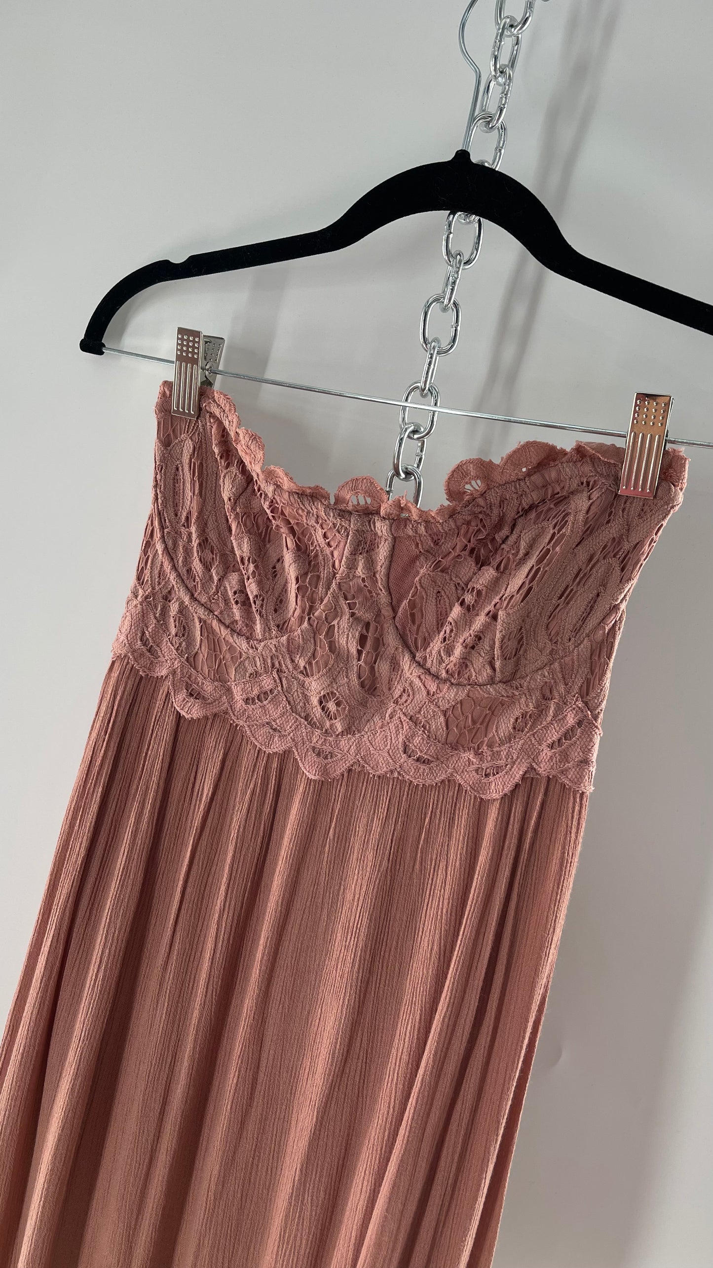 Free People Adella Mauve/Dusty Pink Full Length Maxi Dress (Small)