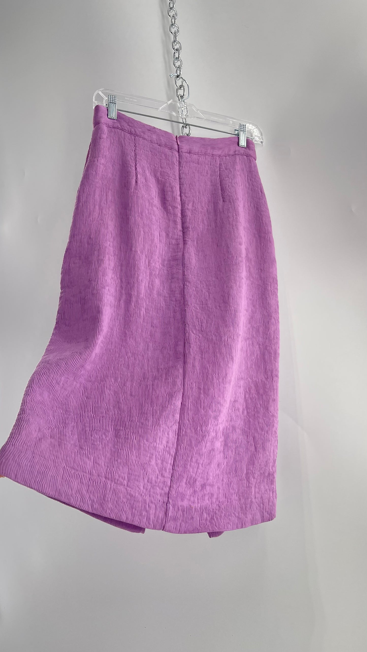 Endless Rose Anthropologie Lavender Crimped/Textured Midi Skirt (Medium)