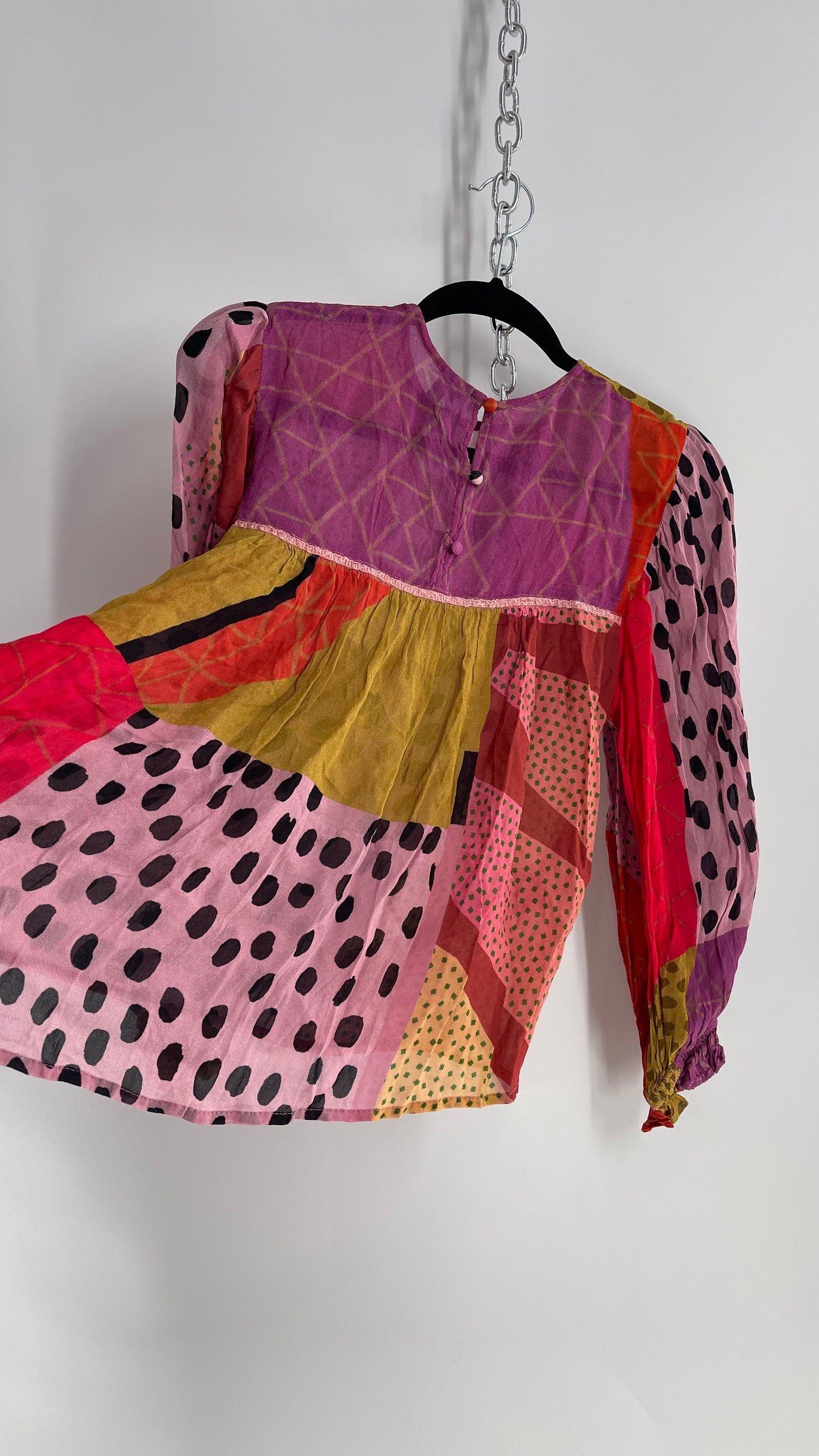 BL^NK Mixed Pattern Warm Toned Blouse (Petite Small)
