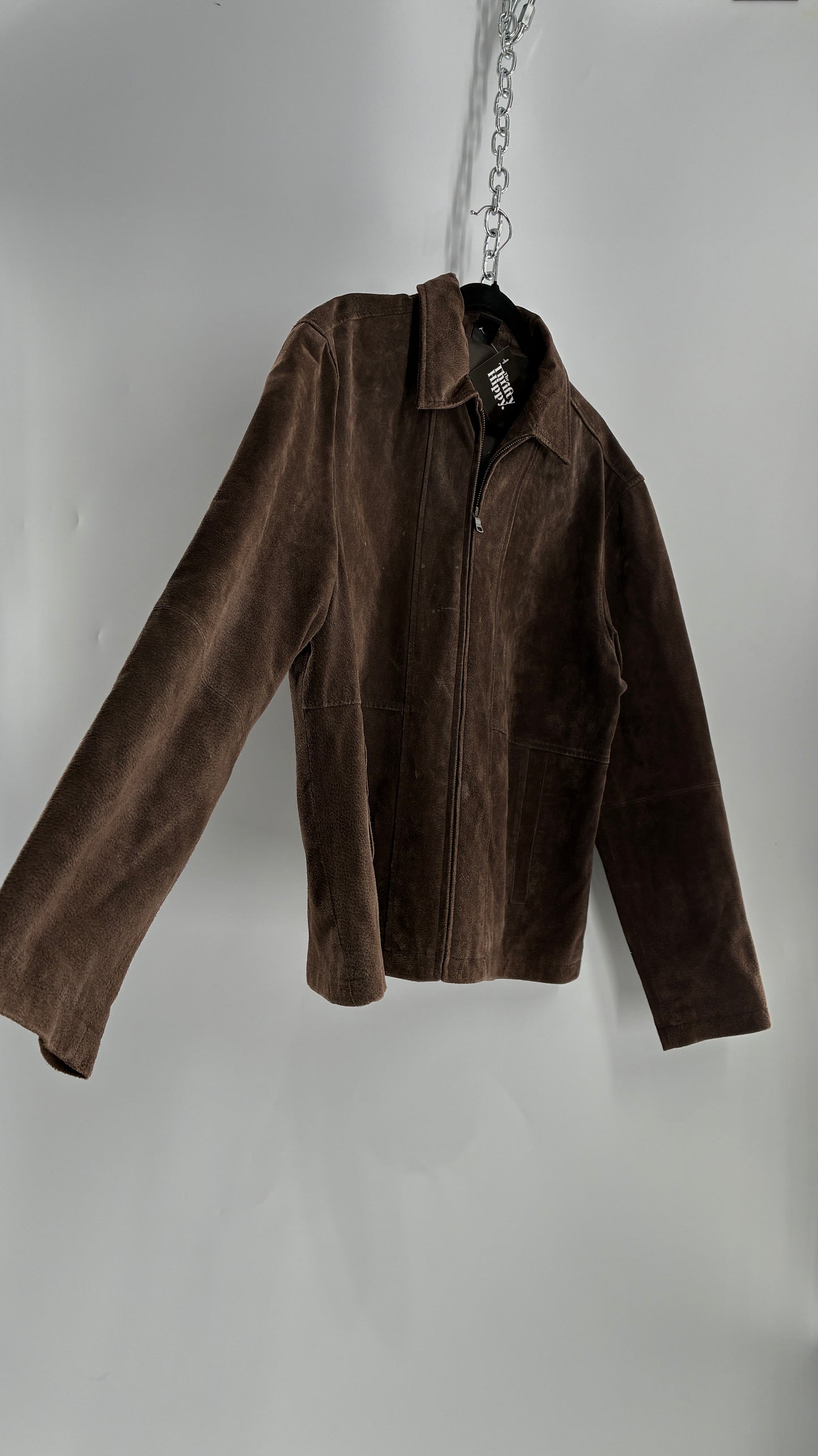 Vintage Liz Claiborne Dark Brown Genuine Suede Leather Jacket (Large)