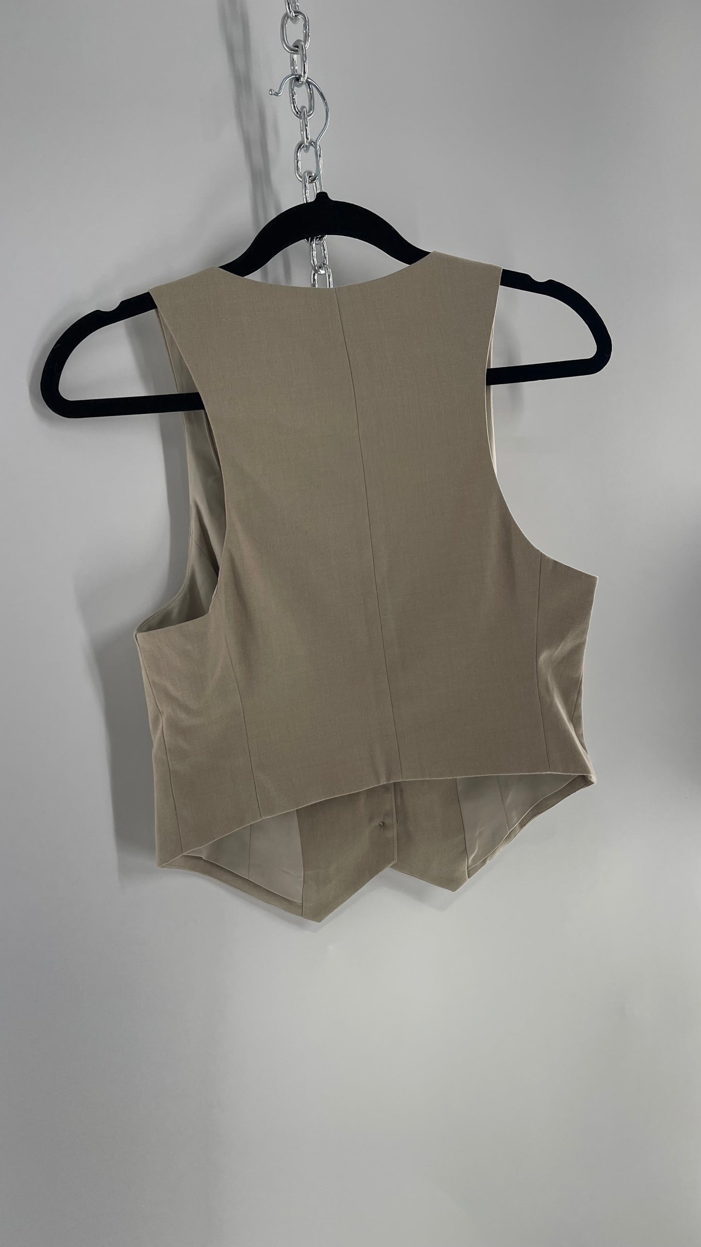 Urban Outfitters Vintage Upcycled Tan\Grey Cropped Vest Top (Medium)