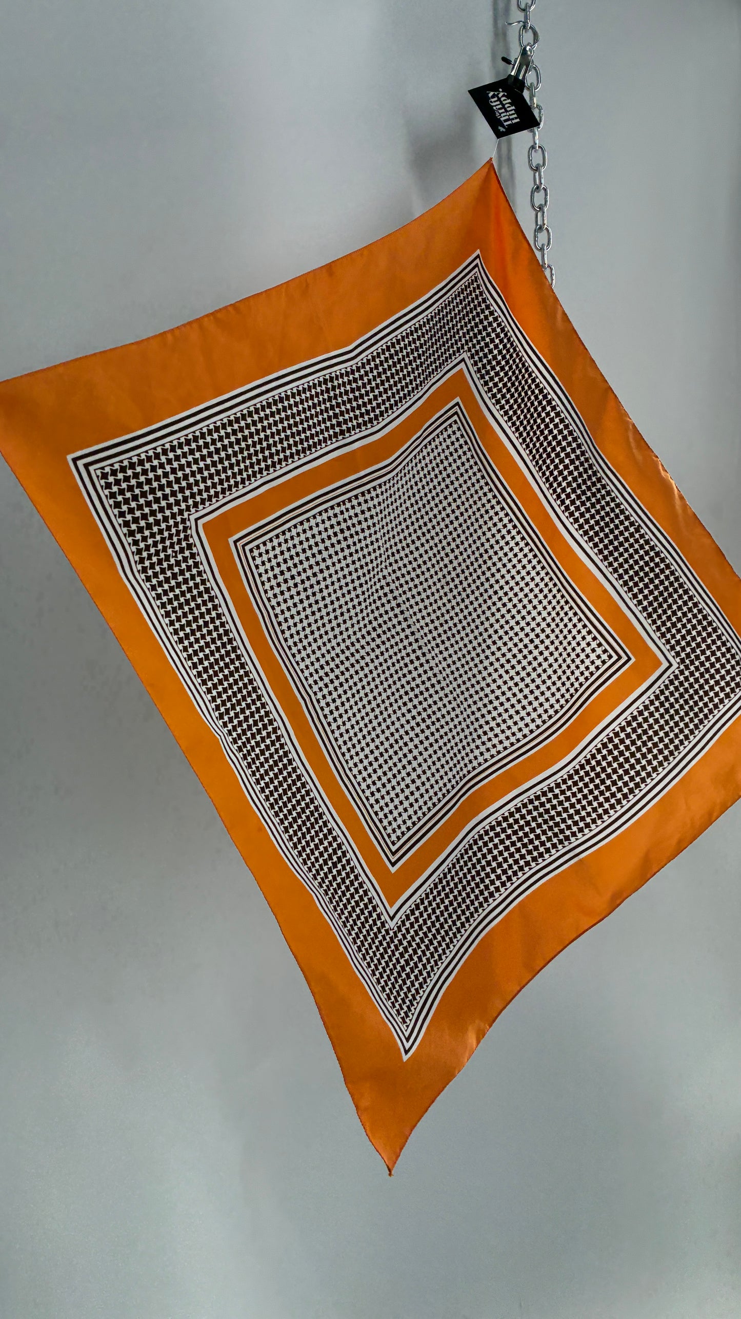 Vintage 1970s Orange and Brown Scarf