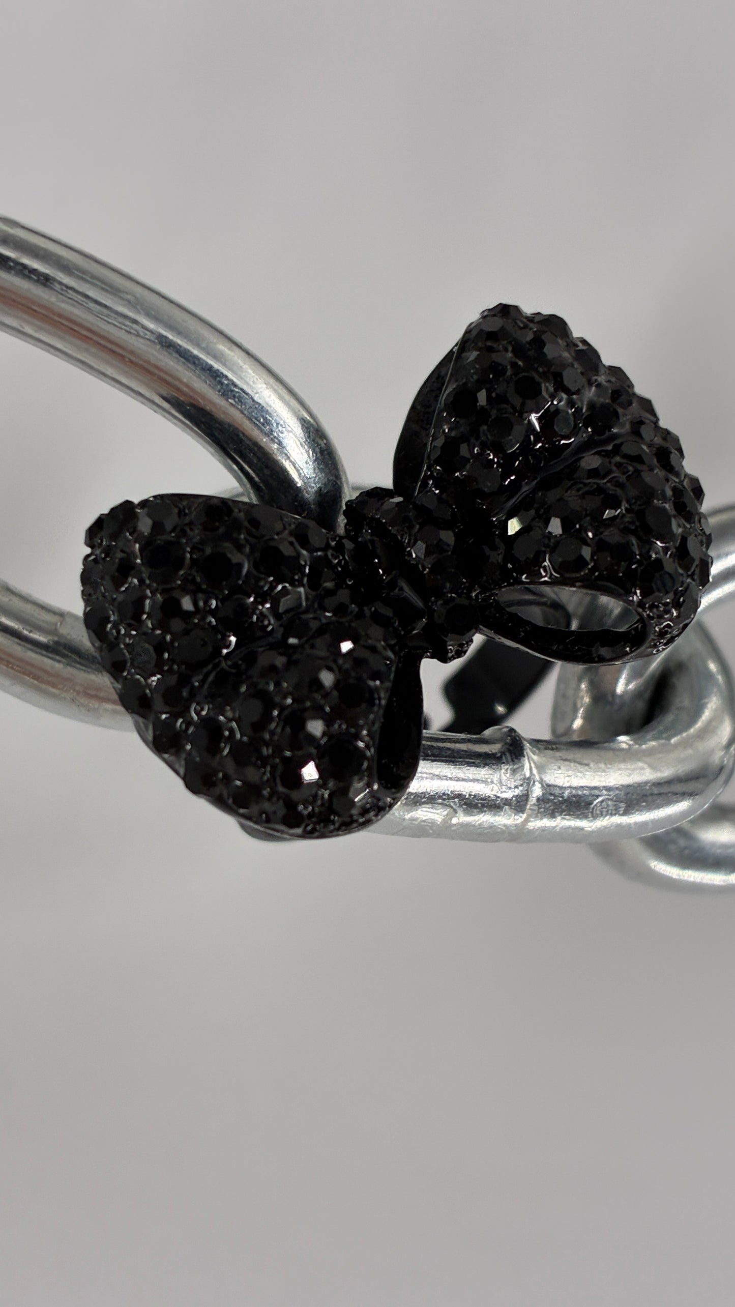 Black Rhinestone Bow Ring
