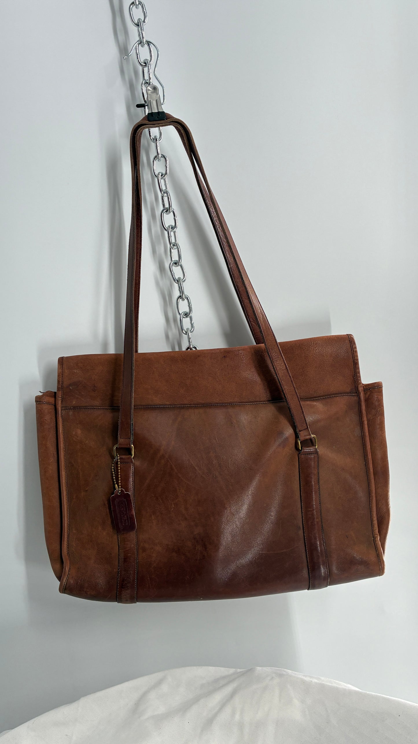 Vintage COACH Leather Envelope Saddle Briefcase Bag