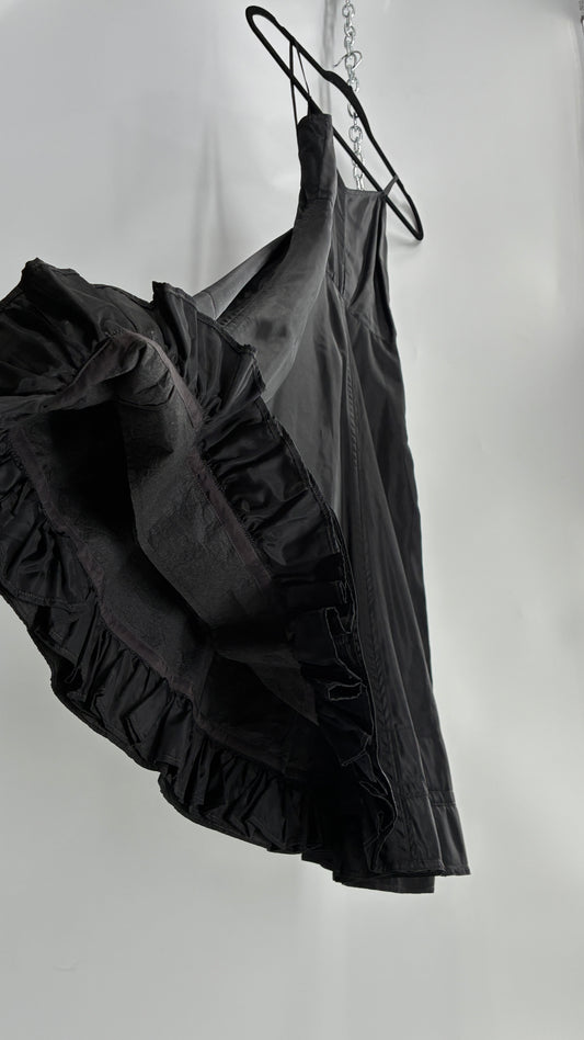 Vintage Black Midi Crinoline Style Dress (S)