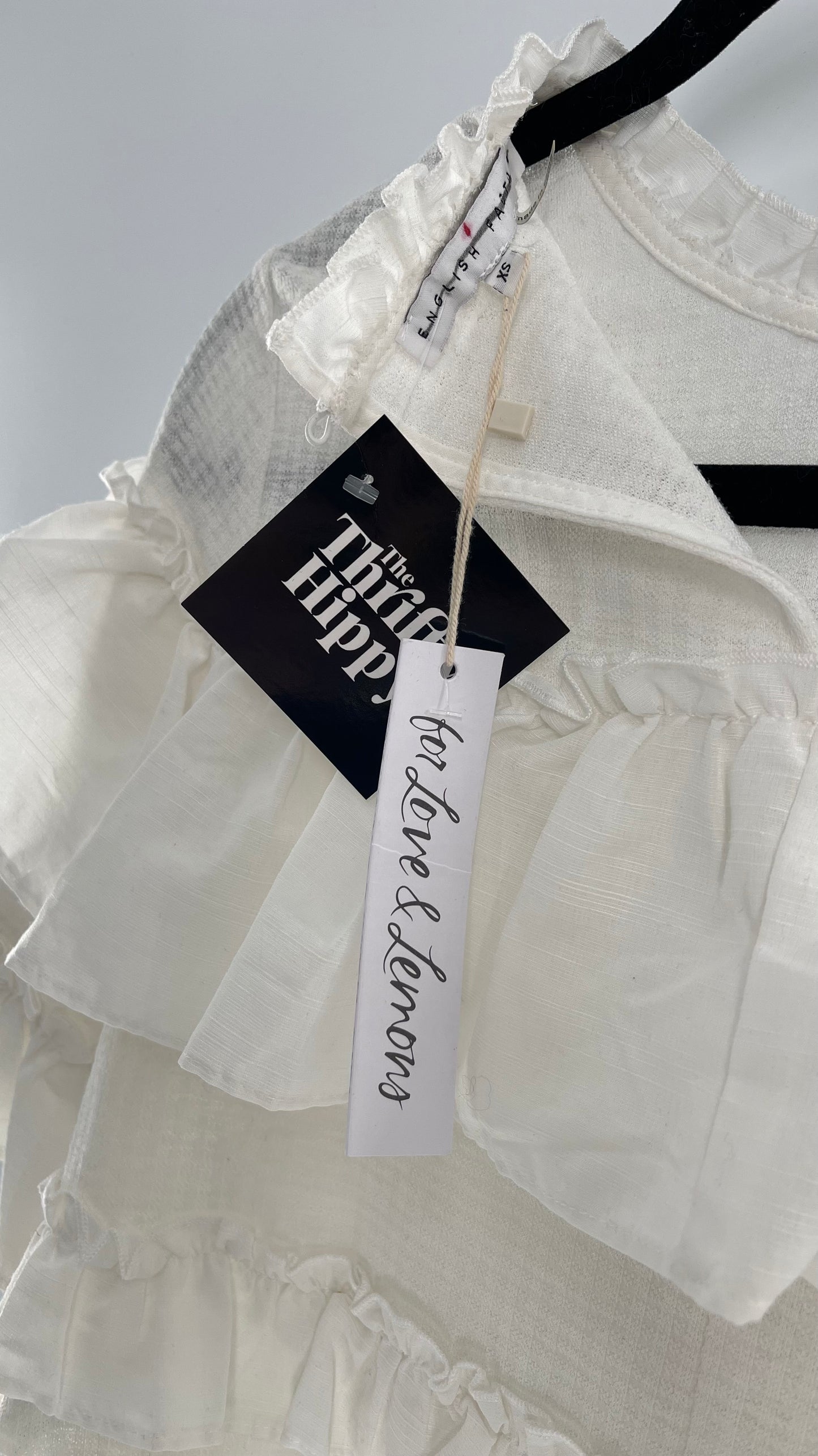 For Love and Lemons English Factory White Ruffle Cloud Blouse with Tags Attached (XS)