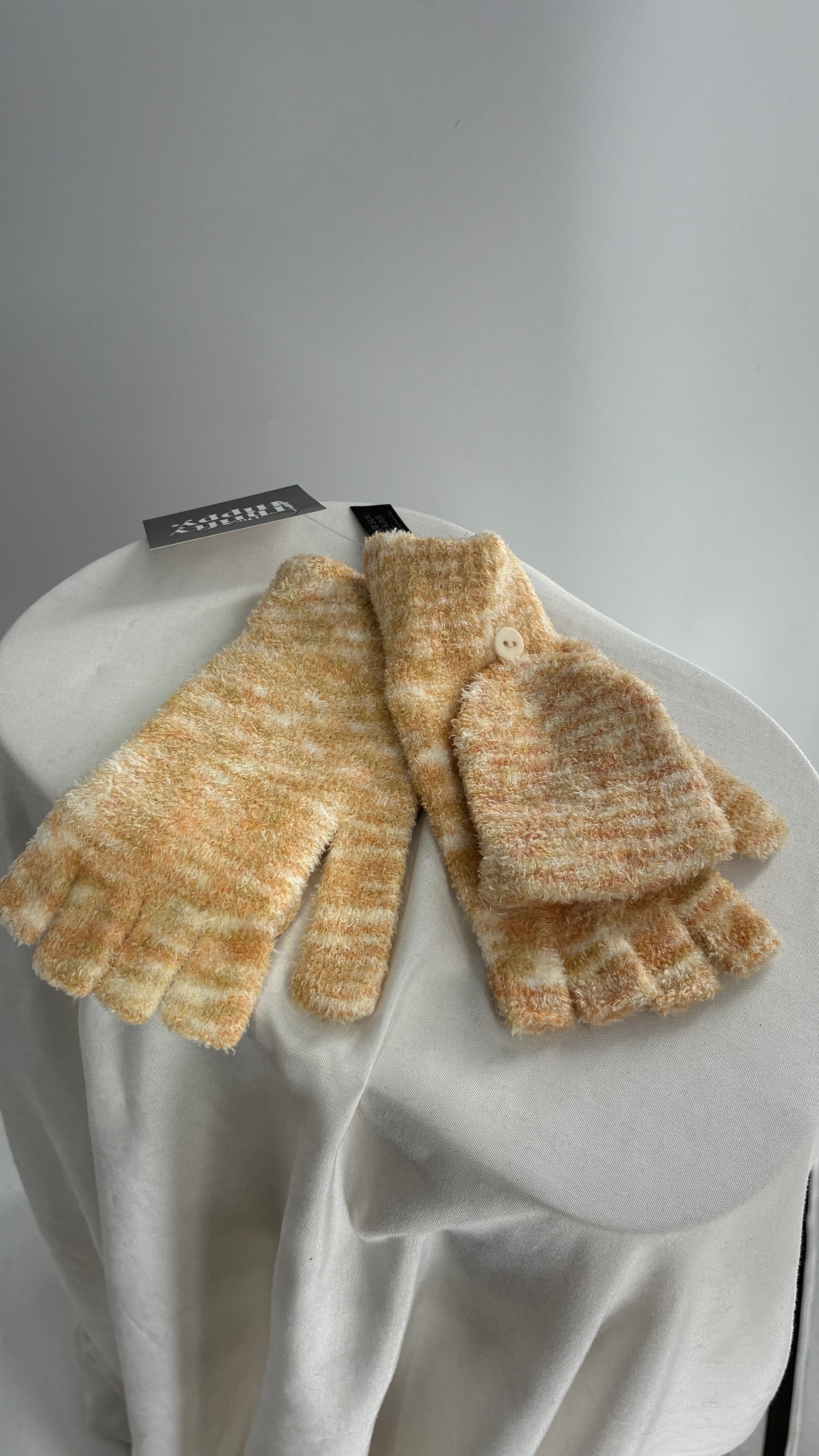 Urban Outfitters Beige Fingerless Chenille Mittens