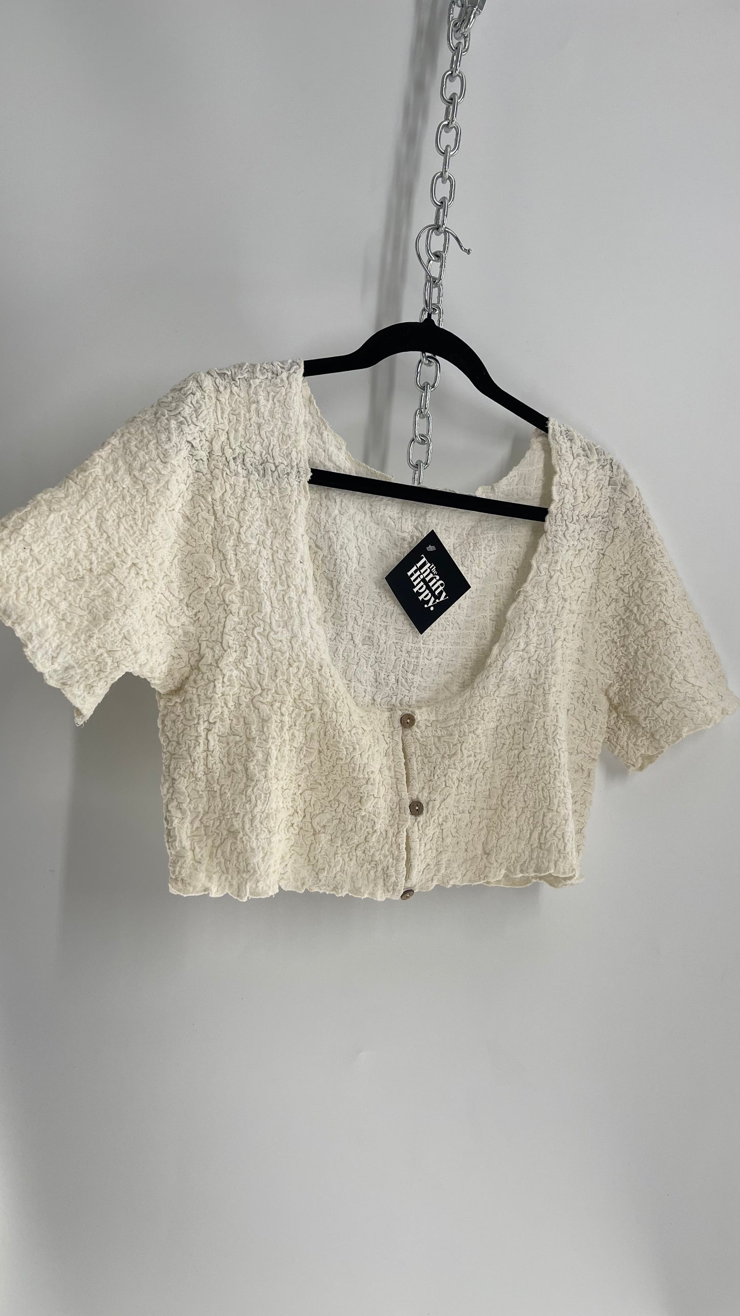 Free People Textured Off White Crop(Large)