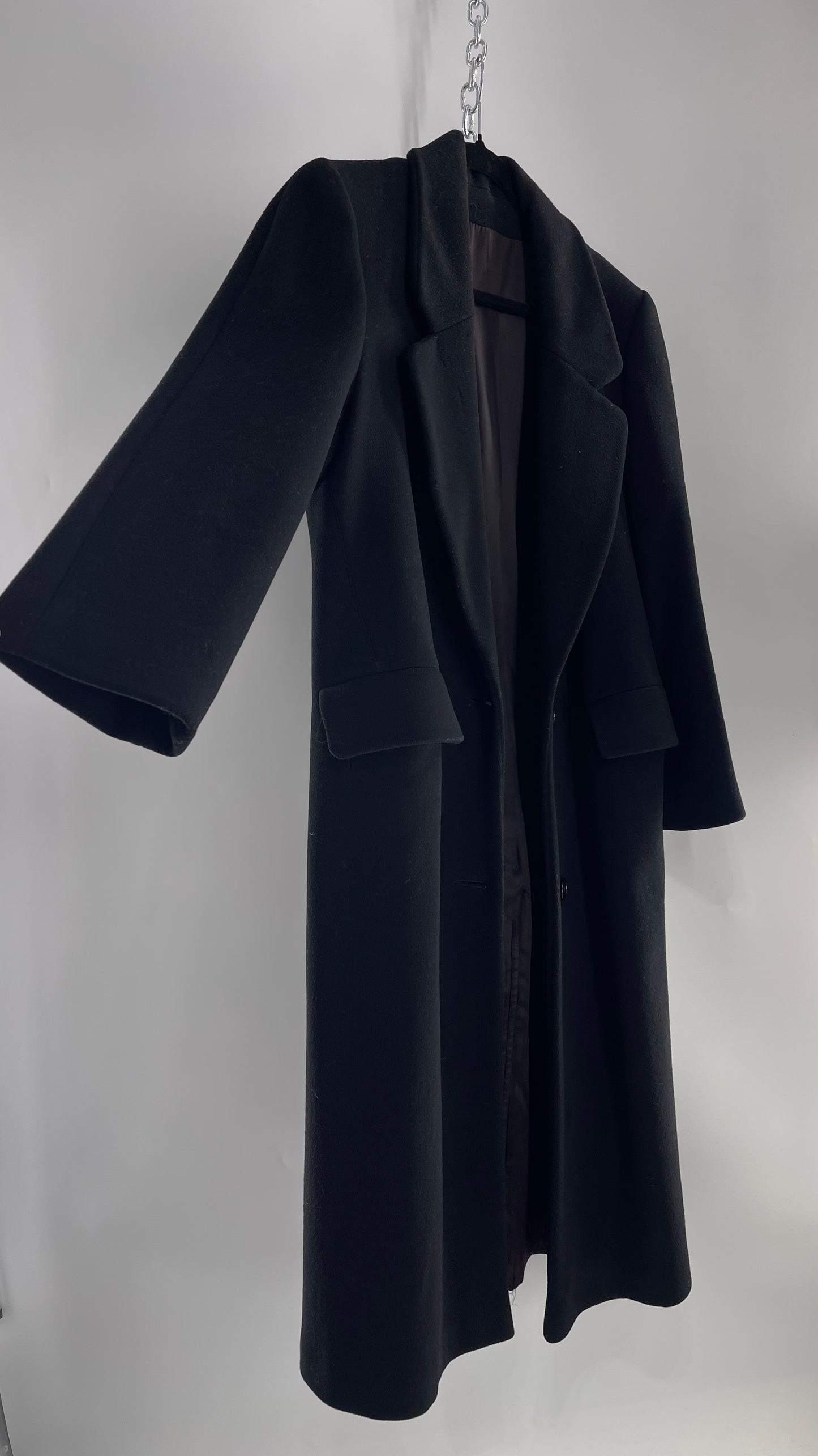 Vintage CENTRAL PARK NY 100% Wool Black Full Length Coat (M/L)
