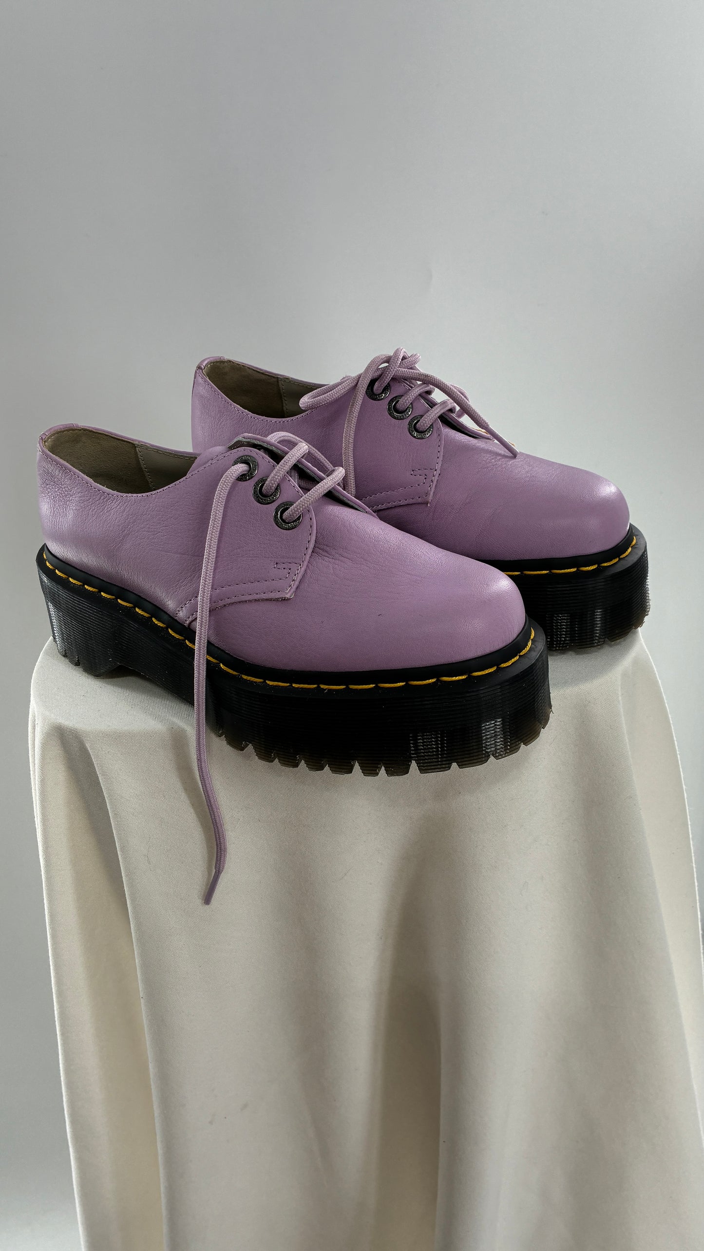 Vintage Dr. Martens 1461 Quad II, Lilac Purple, Pisa Leather Platform Oxfords (6)