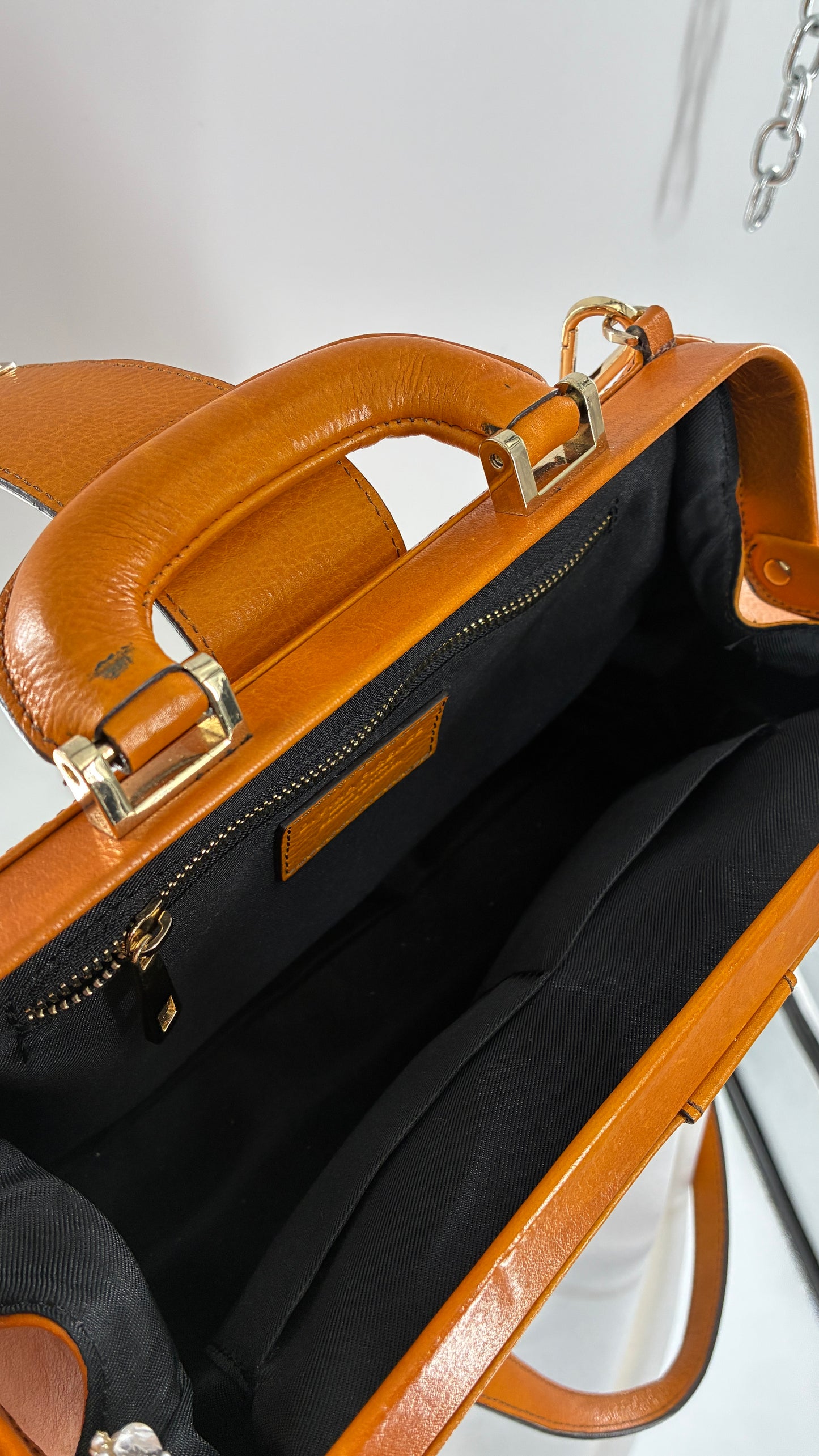 Vintage DIVINA FIRENZE Orange Genuine Leather Briefcase Style Purse