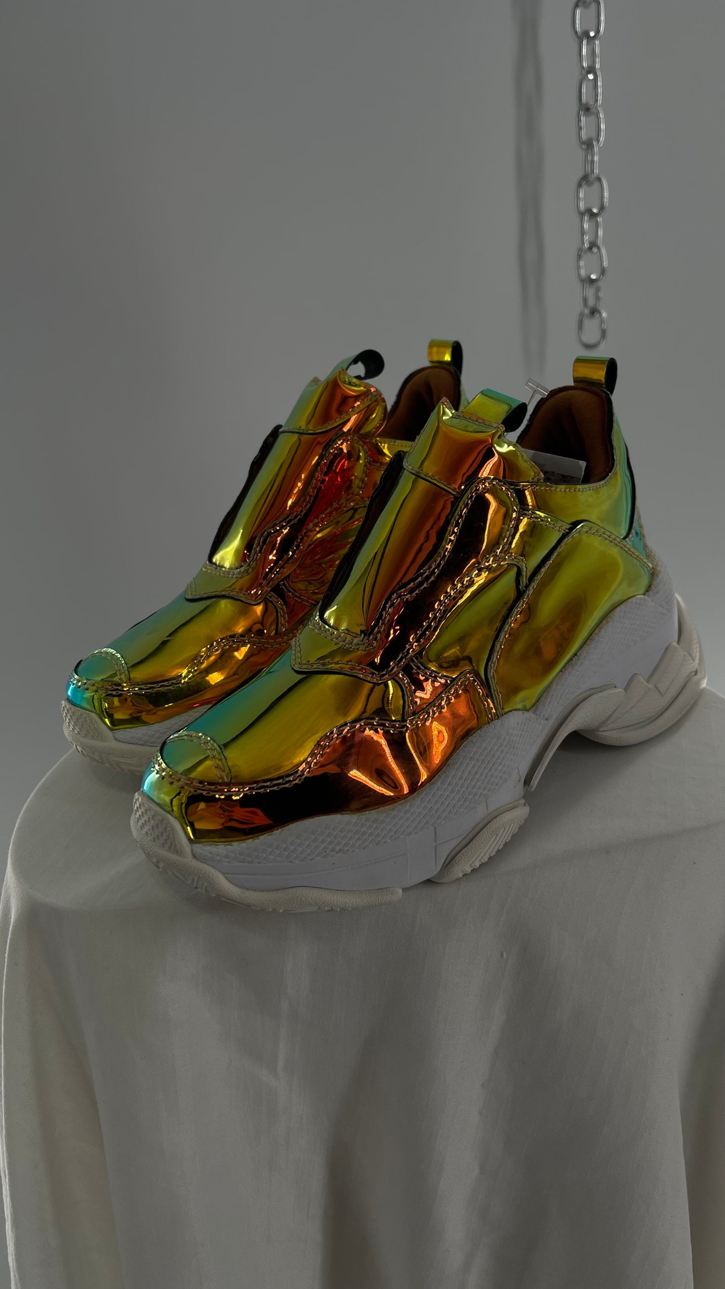 Jeffrey Campbell X Free People Gold Reflective Iridescent Concert Festival Sneakers (6.5)