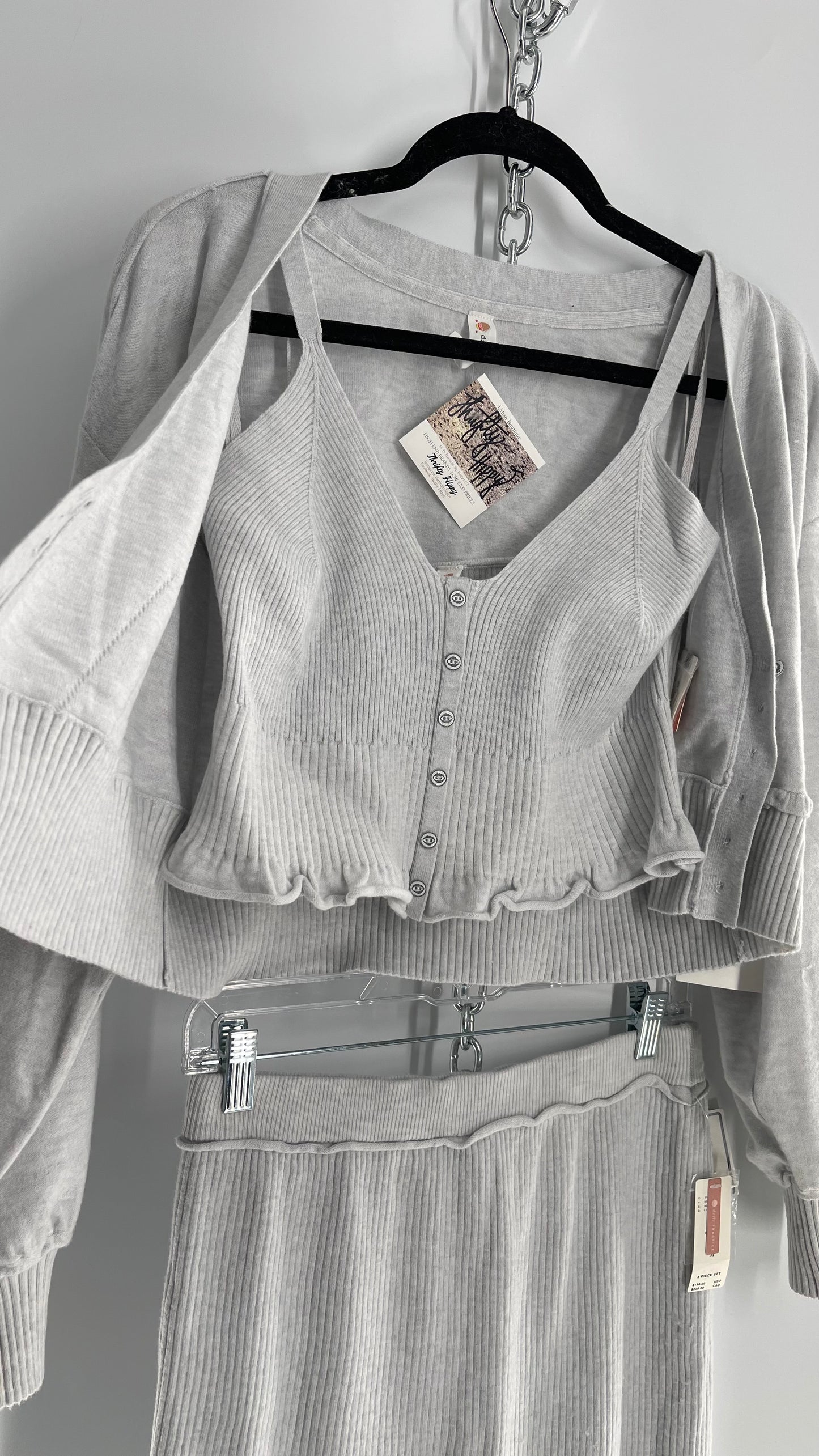 Daily Practice x Anthropologie 3-Piece Knit Loungewear Set: Button-front Tank, Cardigan and Skirt with Tags Attached (Medium)