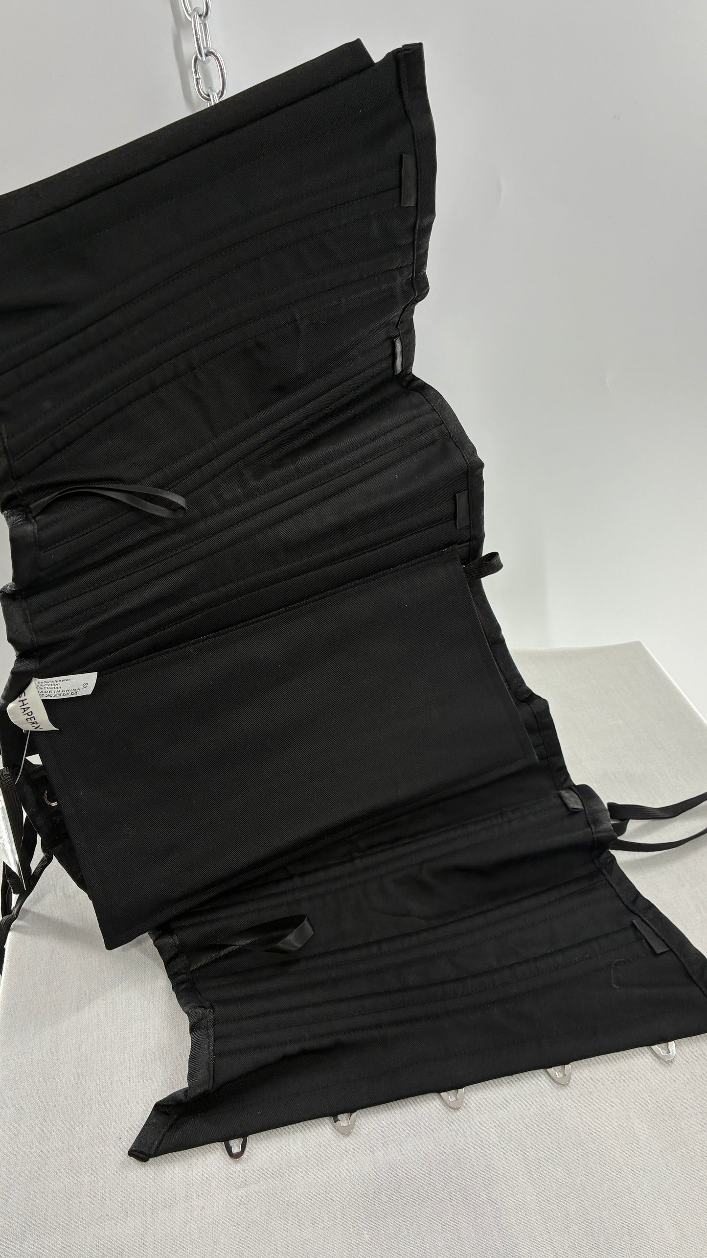 Vintage SHAPERX Black Satin Heavy Duty Ribbed Corset (XS)