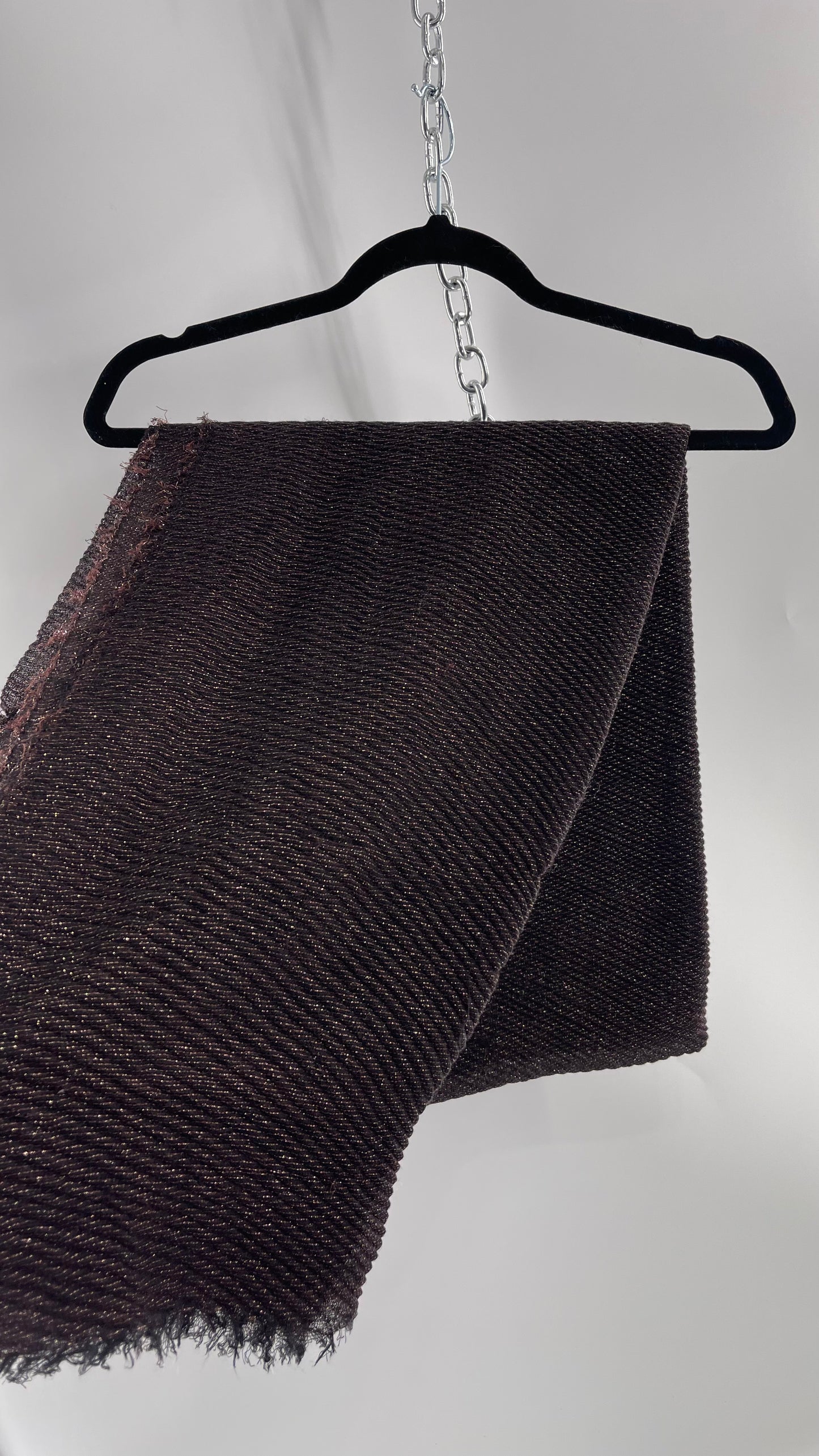Maurice’s Black Thin Knit Voluminous Scarf with Bronze Woven Tinsel