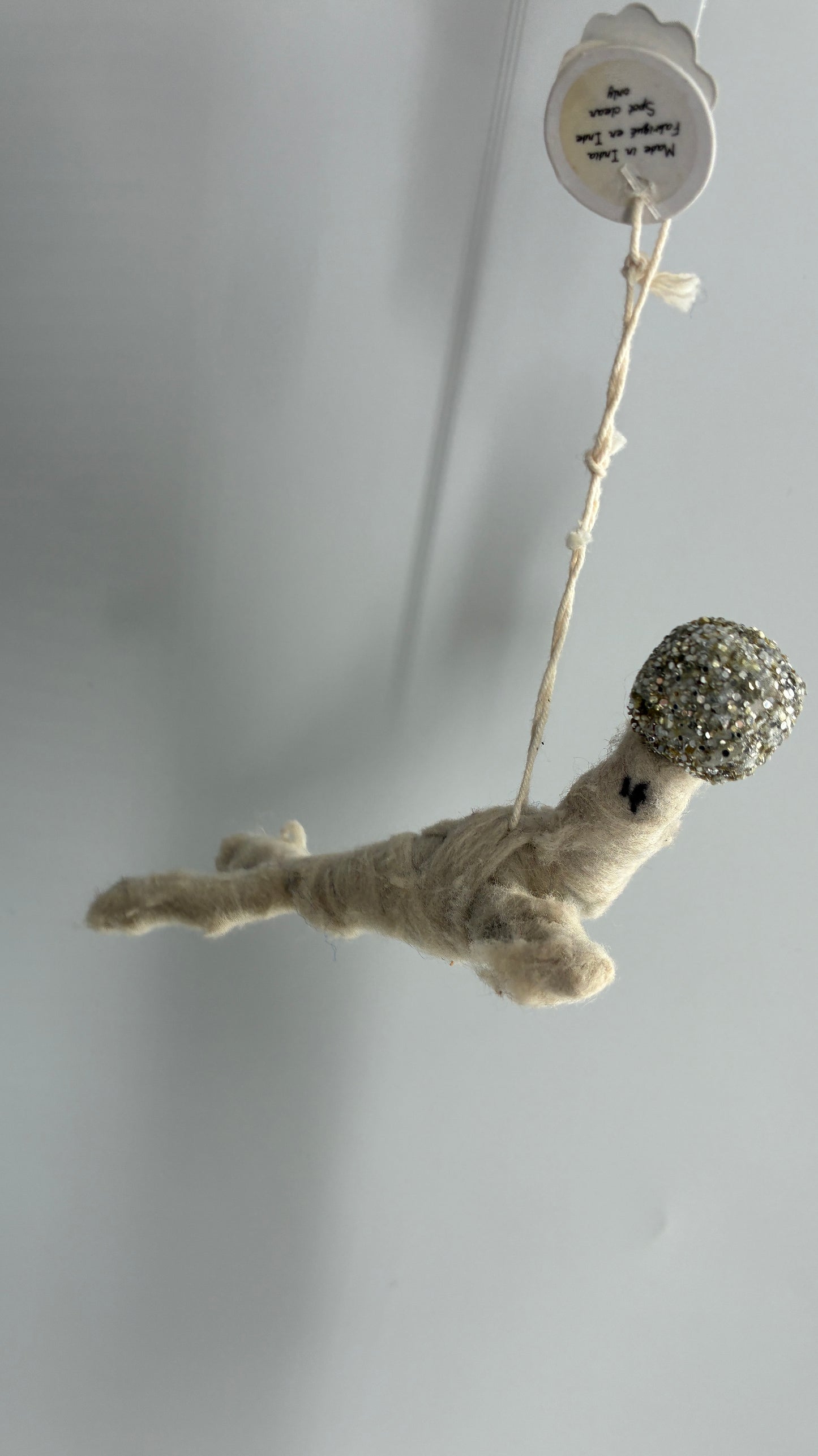 Anthropologie Handmade Yarn Seal with Glitter Ball Ornament