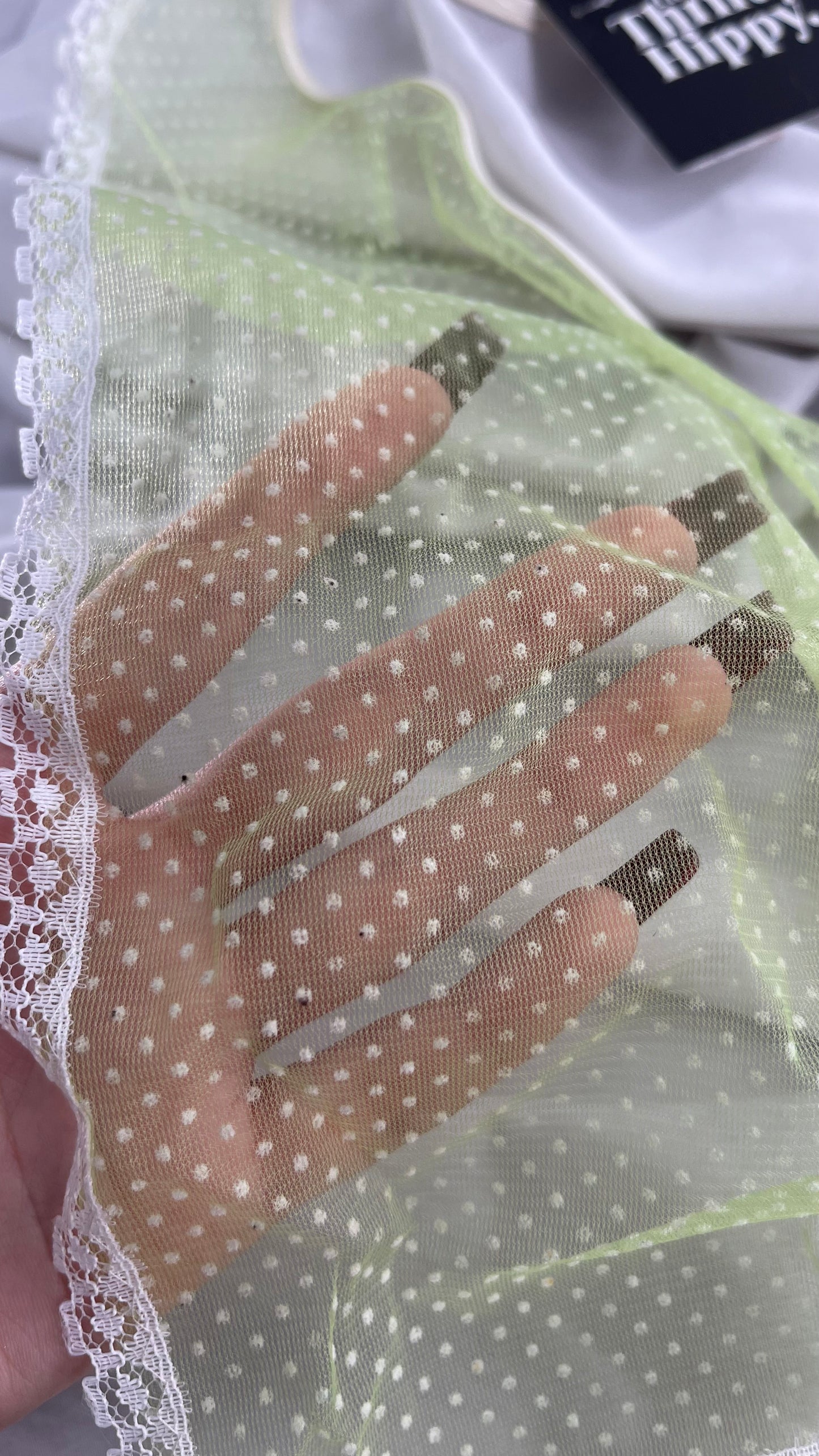 Vintage Green Headscarf Bonnet with Lace Trim