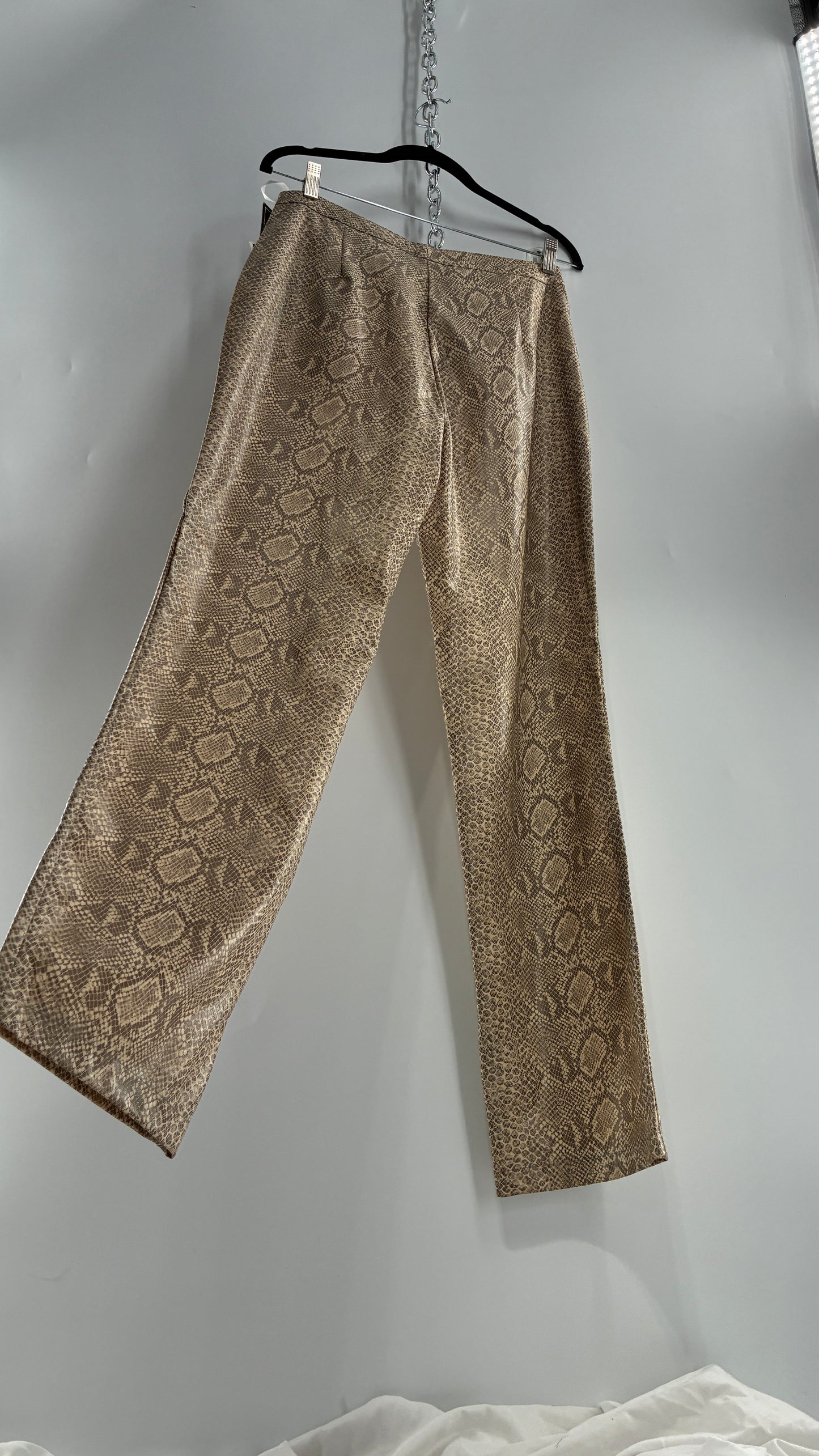 Deadstock Vintage FUDA Vegan Leather Snakeskin Patterned Straight Legs (10)