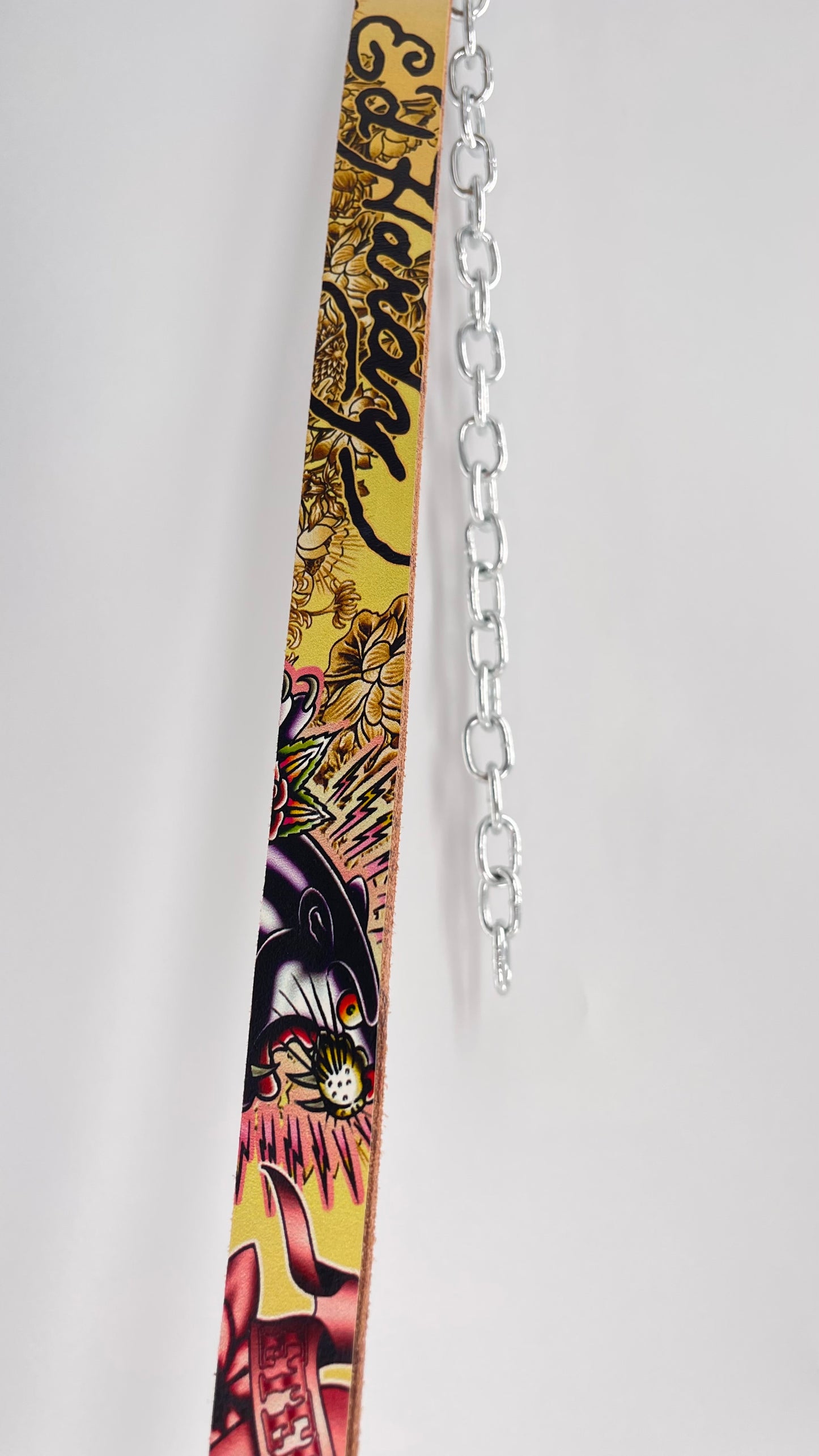 Ed Hardy Genuine Leather Belt with Rhinestones and Jaguars (M)