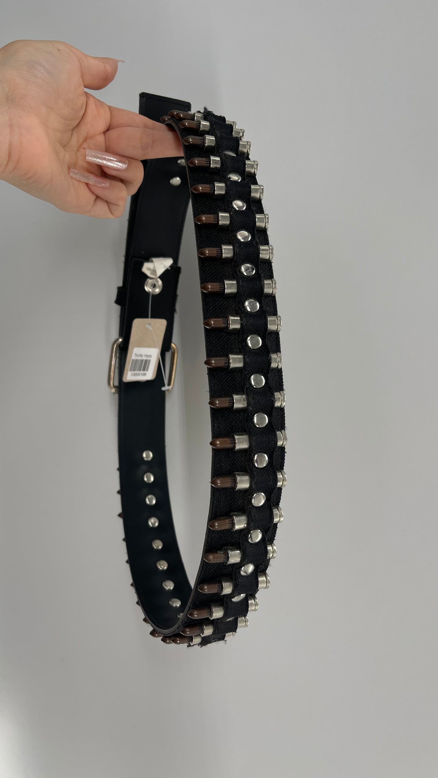 Vintage Black Tactical Canvas Bullet Belt (Medium)