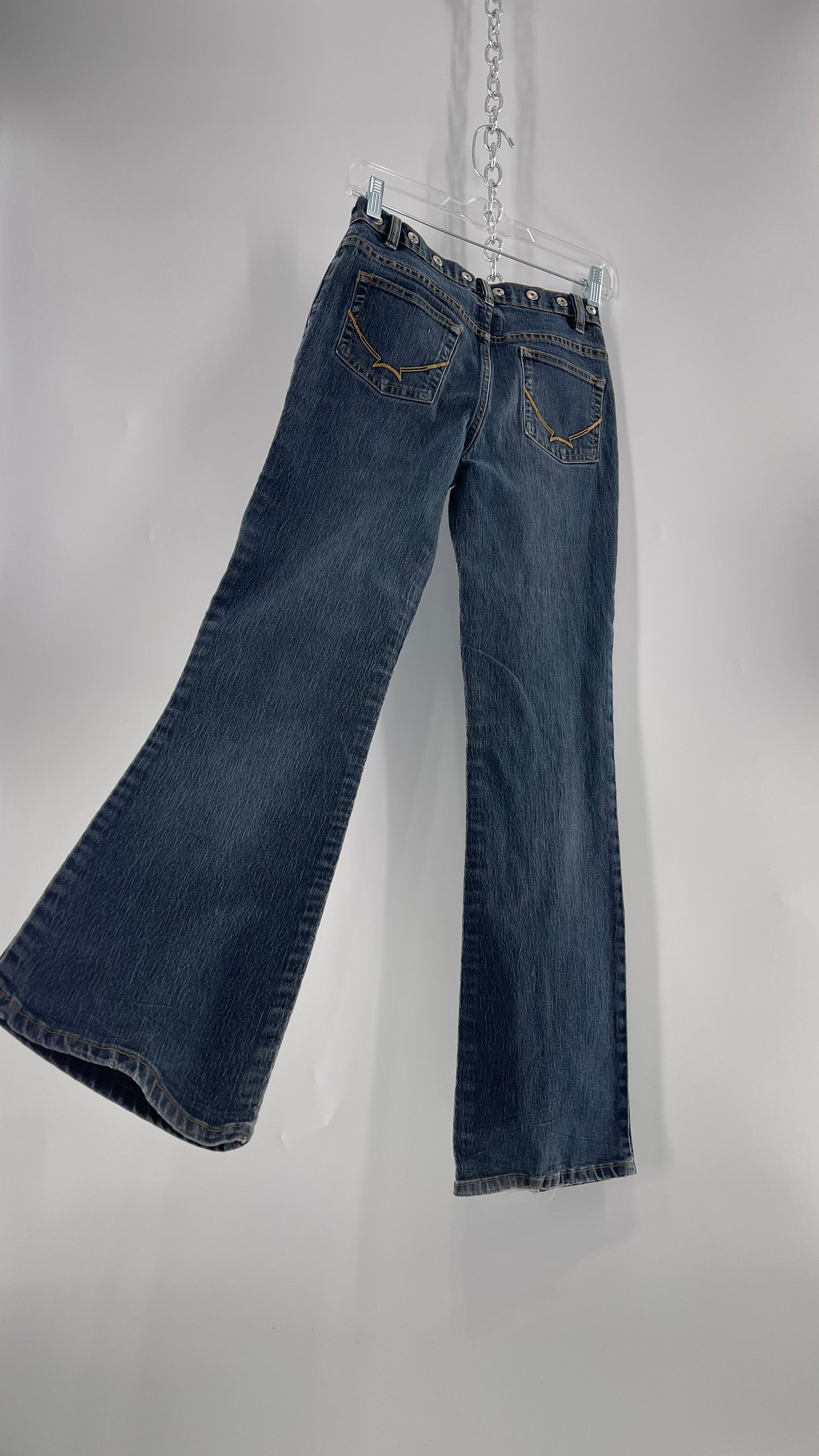 Vintage No Boundaries Grayed Jean Kickflares with Silver Metal Studded Waistline (3)