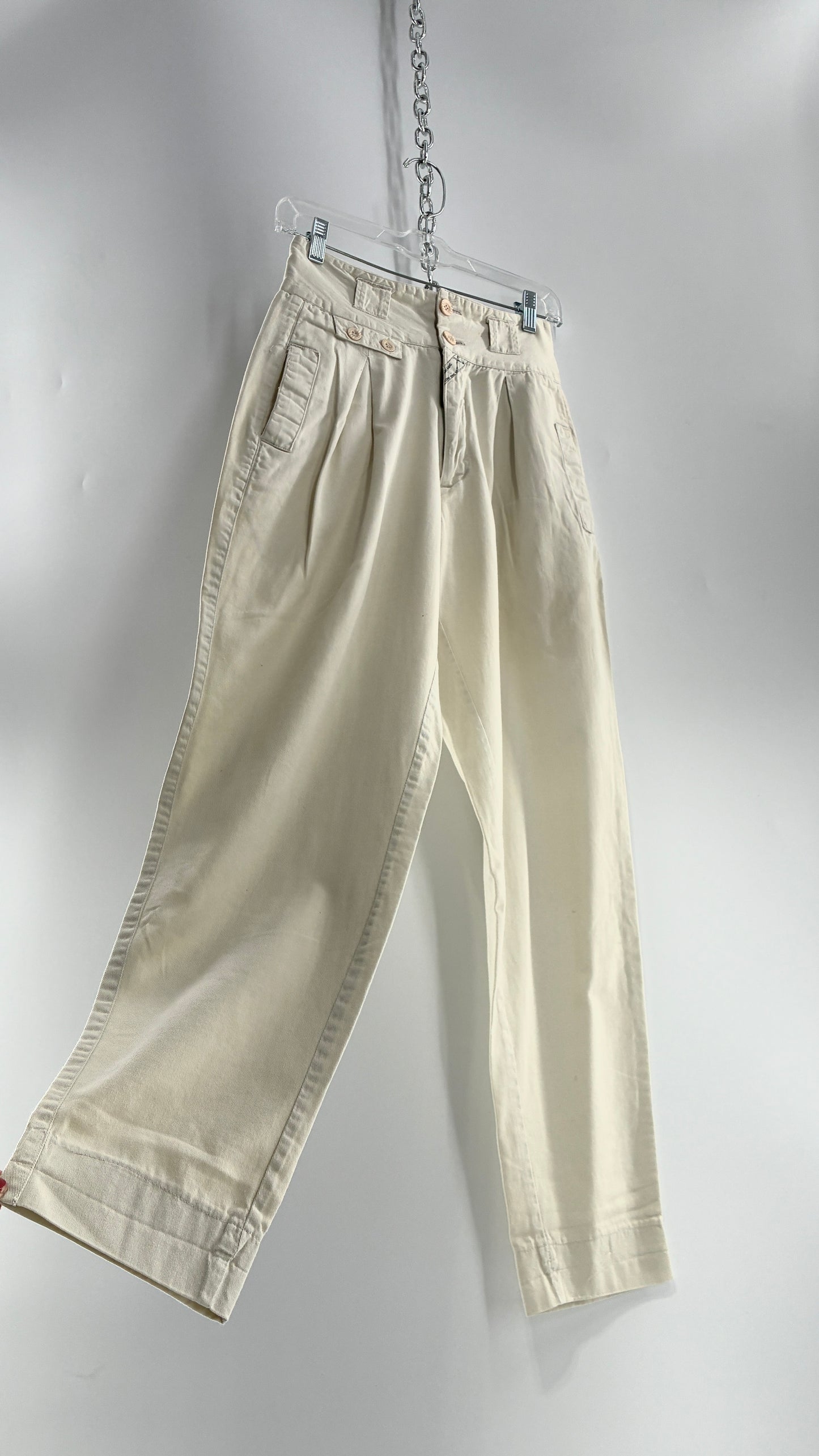 Vintage 1980s JORDACHE Off White High Waisted Pleated Waist Trouser Pant (9/10)