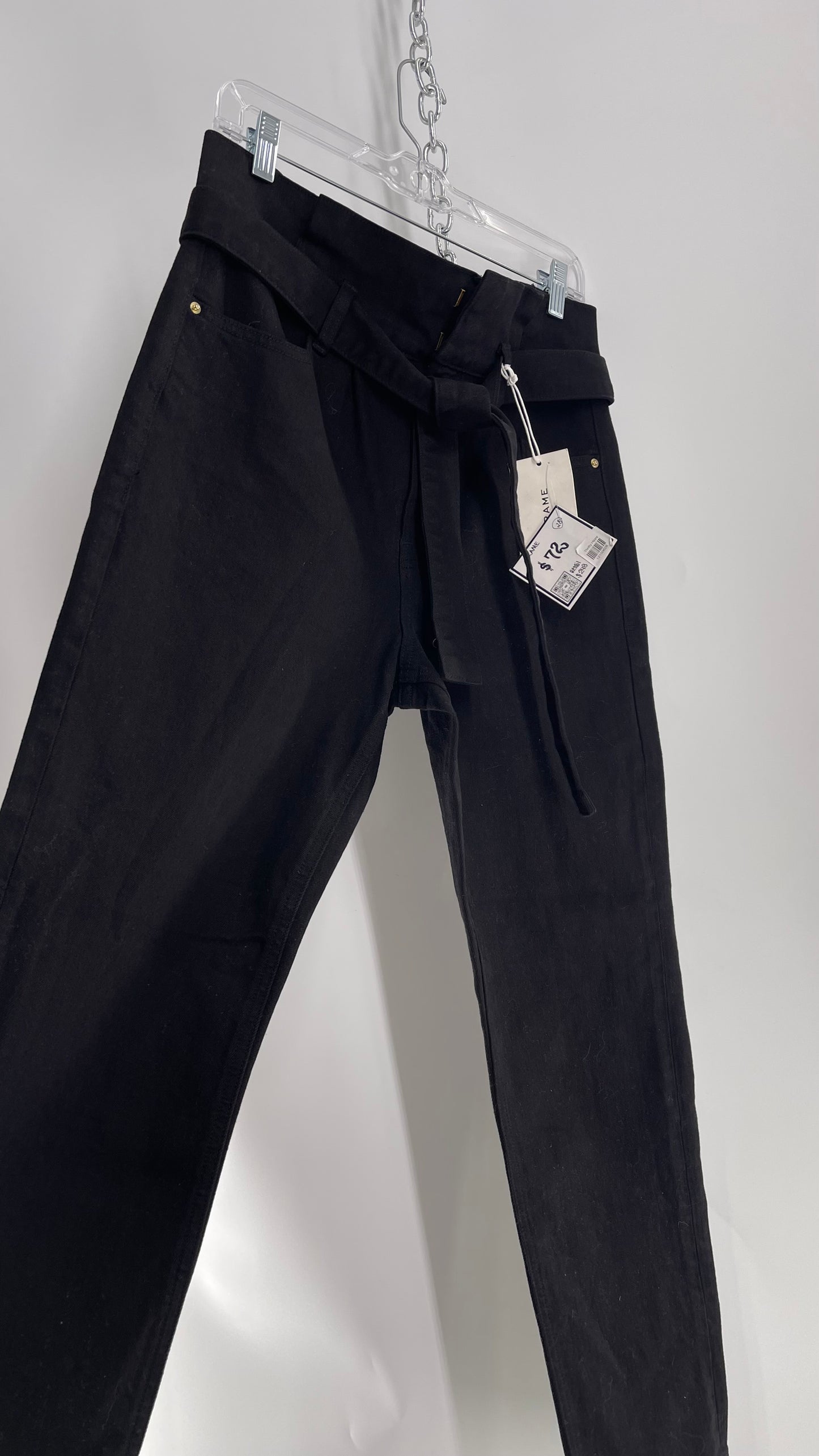 FRAME Black Denim Tie Waist Straight Legs with Tags Attached (28)