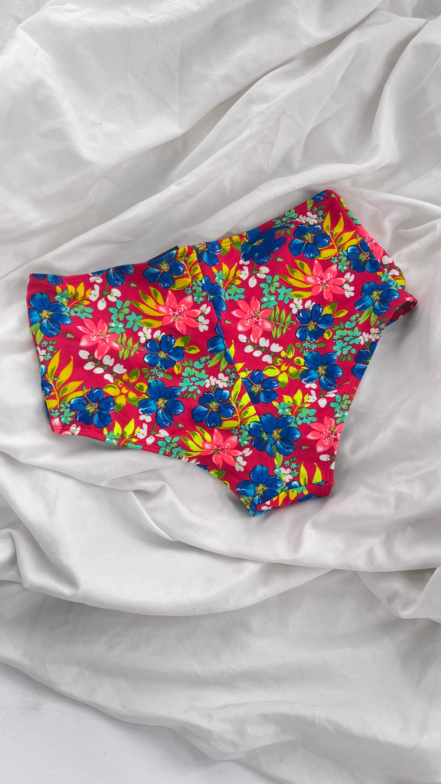 Hollister Red Tropical Mid Rise Cheeky Swim Bottoms (S)