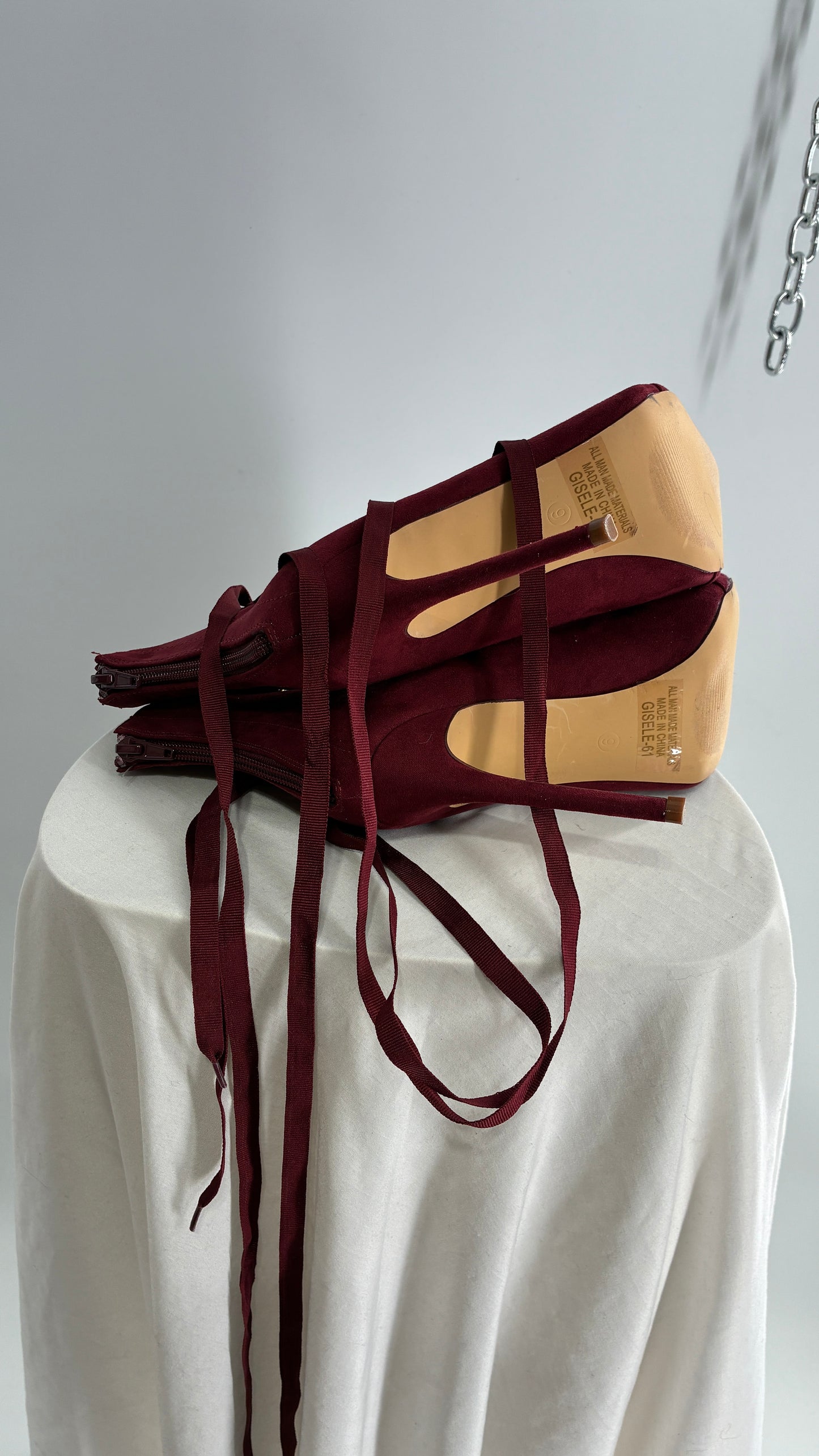 Charlotte Russe Deadstock Maroon Pointed Toe, Lace Up, Tie Up GISELE heel (9)