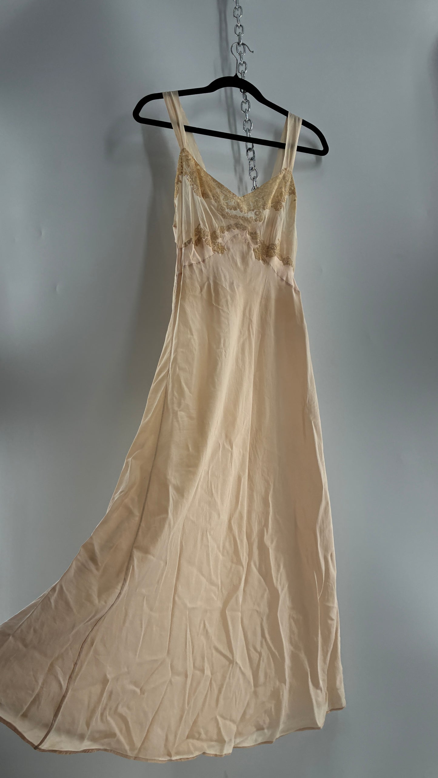 Vintage 1950s Handmade French Silk Nightgown Style Dress