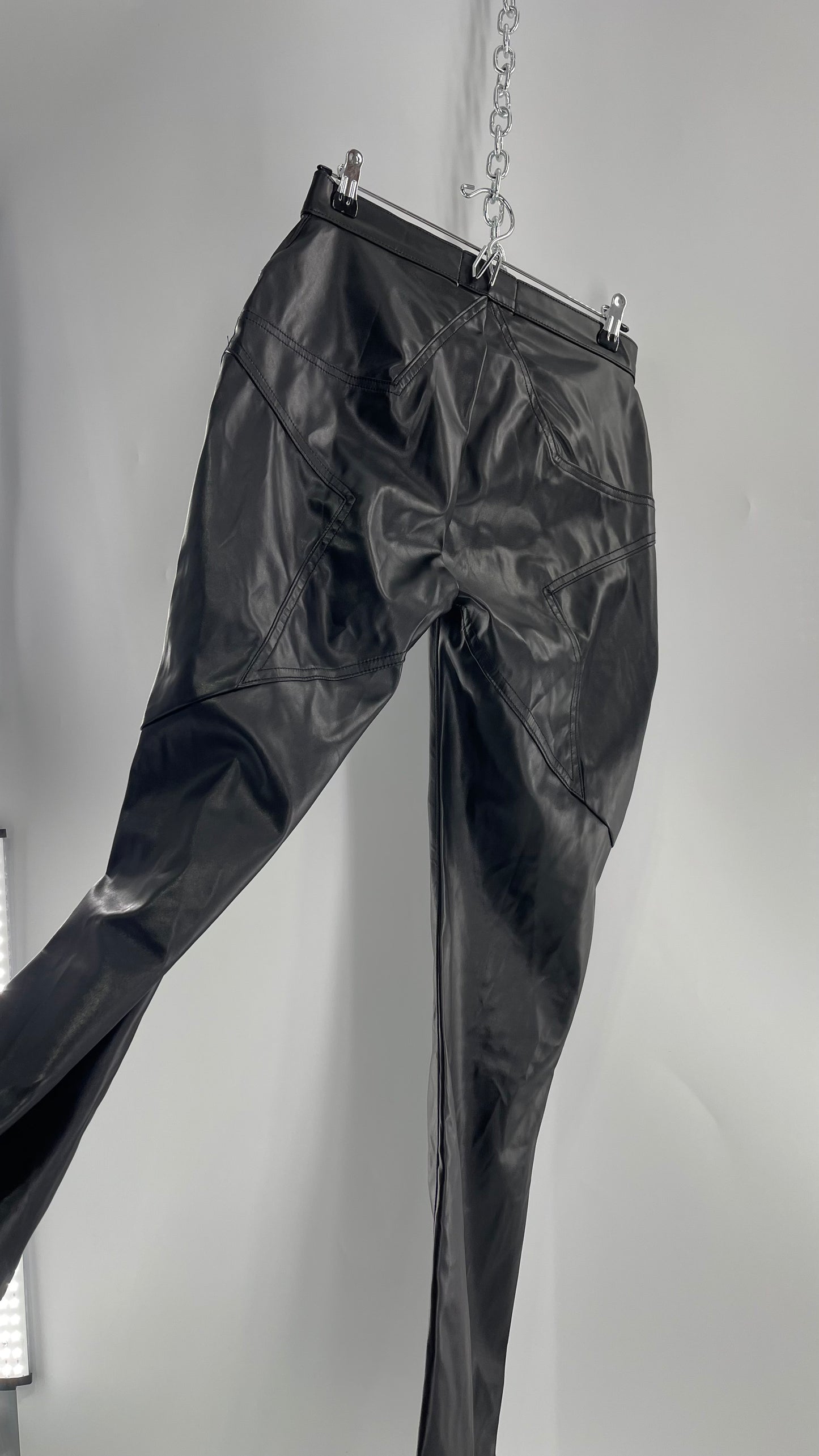 Revice Faux Leather Kick Flares with Star Bum (29)
