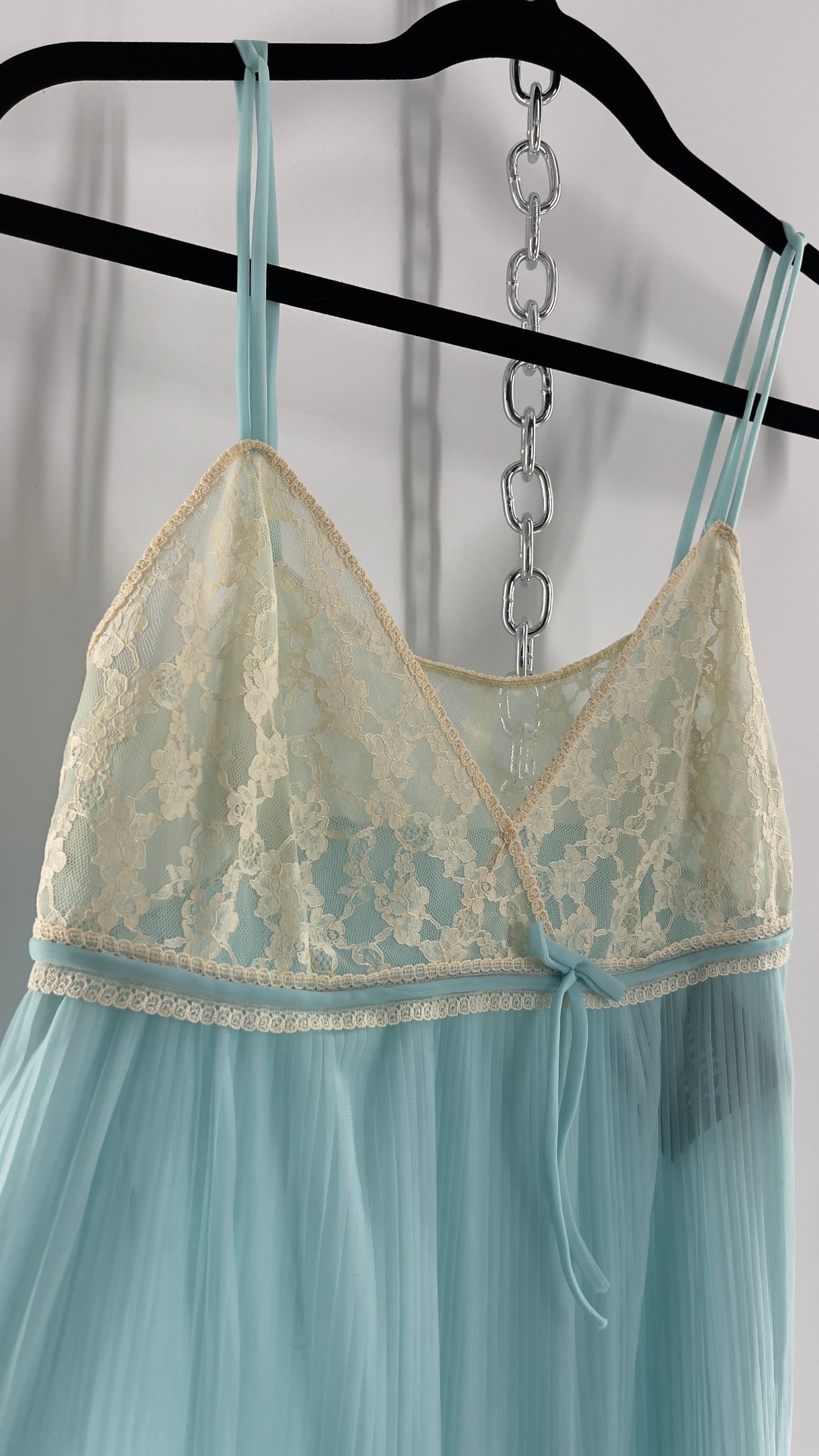 Vintage 1960s Baby Blue Nightgown Maxi Dress (Small)