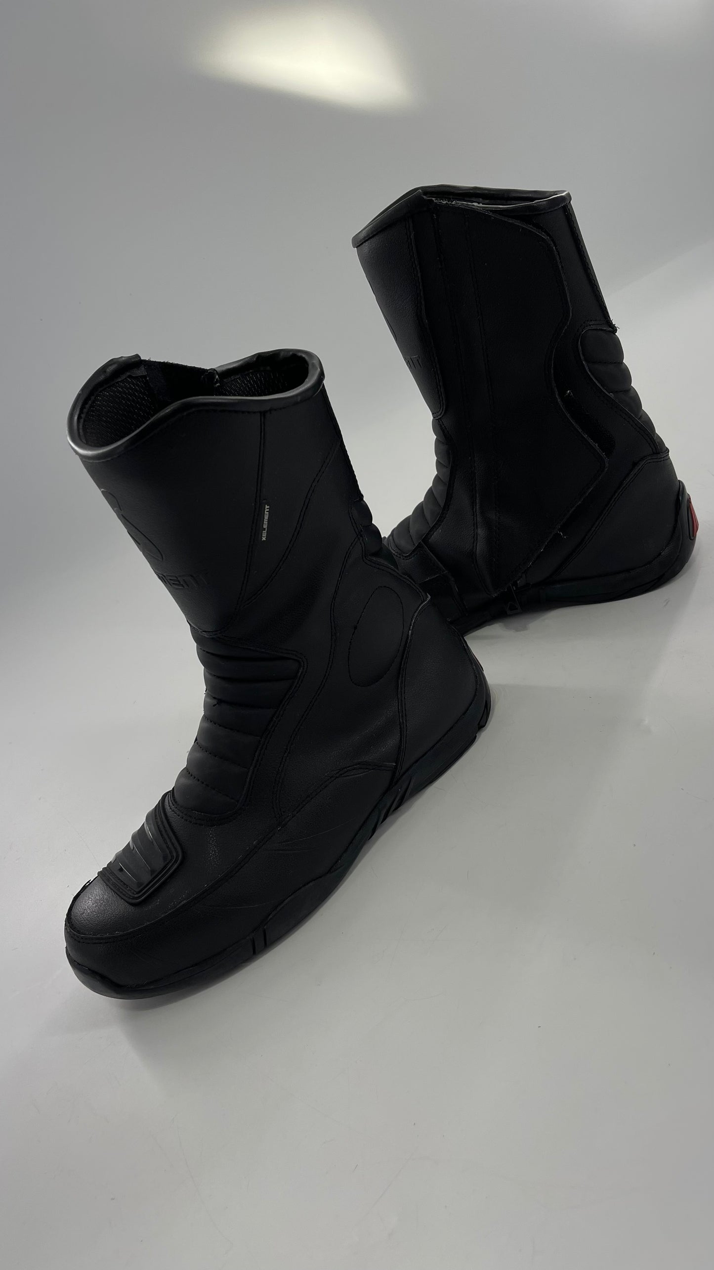 XELEMENT Black Leather Motorcycle Motocross Riding Boots (9.5)