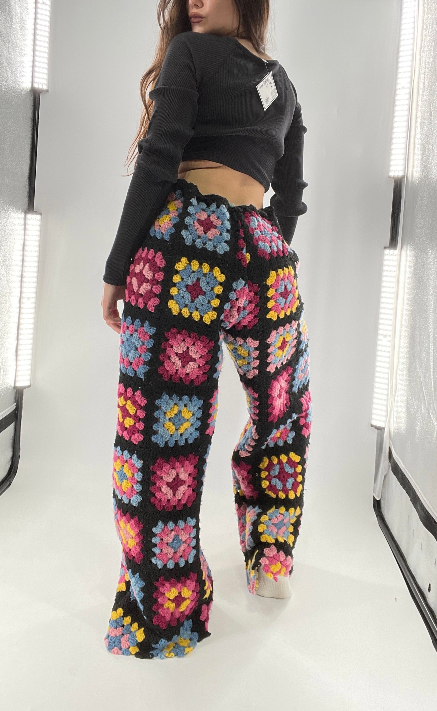 CUSTOM Handmade Granny Square High Contrast Lounge Pants (XS/S/M/L)