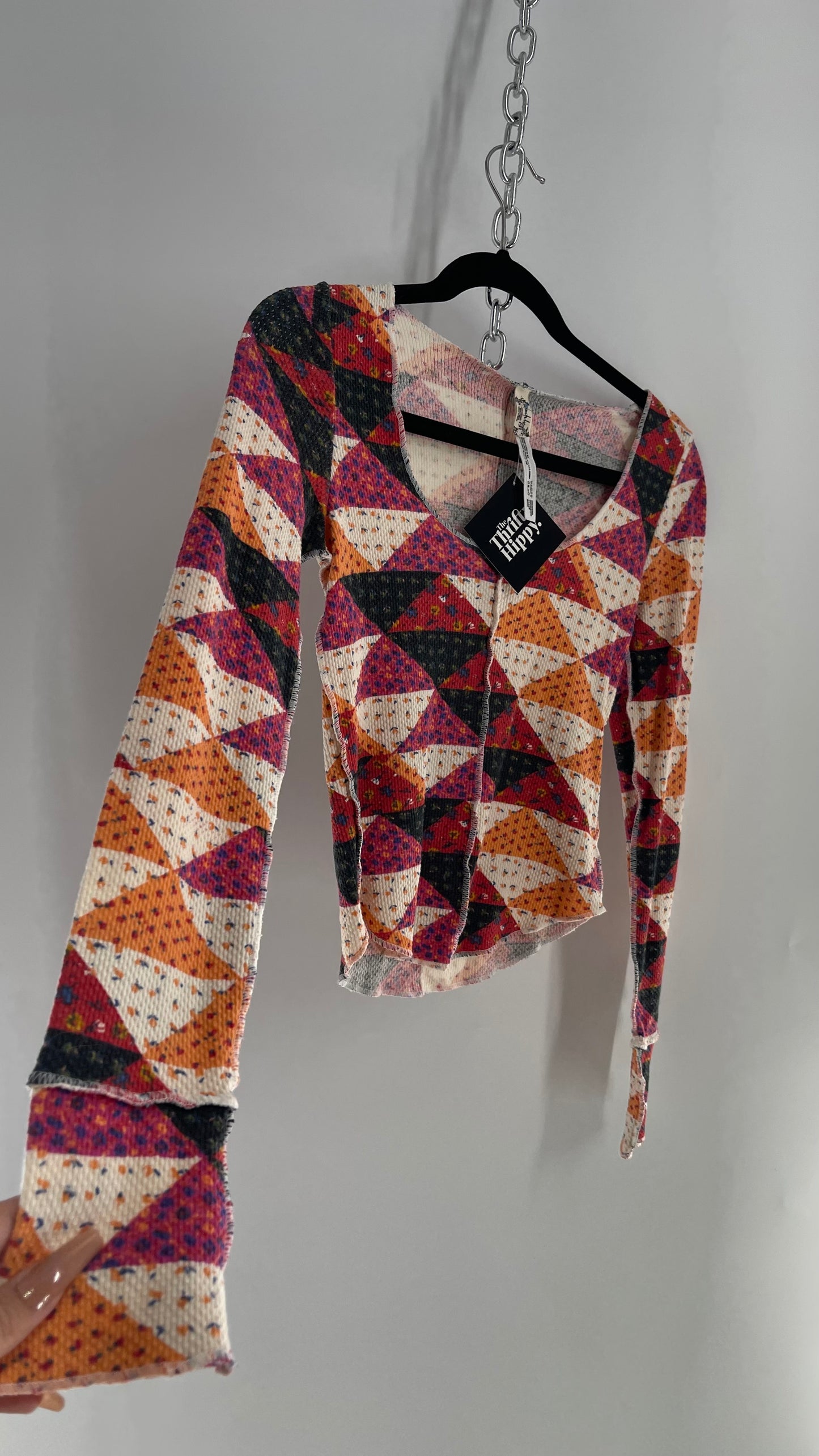 Free People Fall Patch Patterned Waffle Knit (Small)