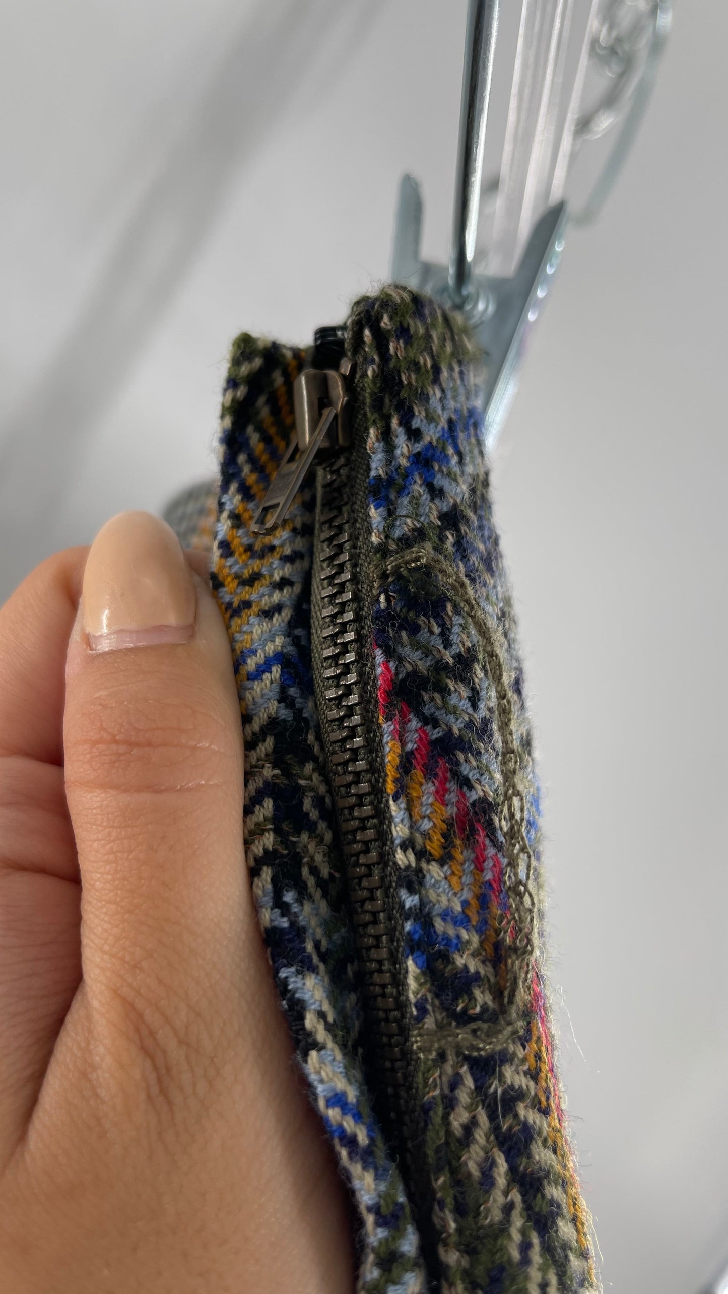 Elevenses 87% Wool Plaid Asymmetric Swirl Seam and Pleated Voluminous Hem (0)