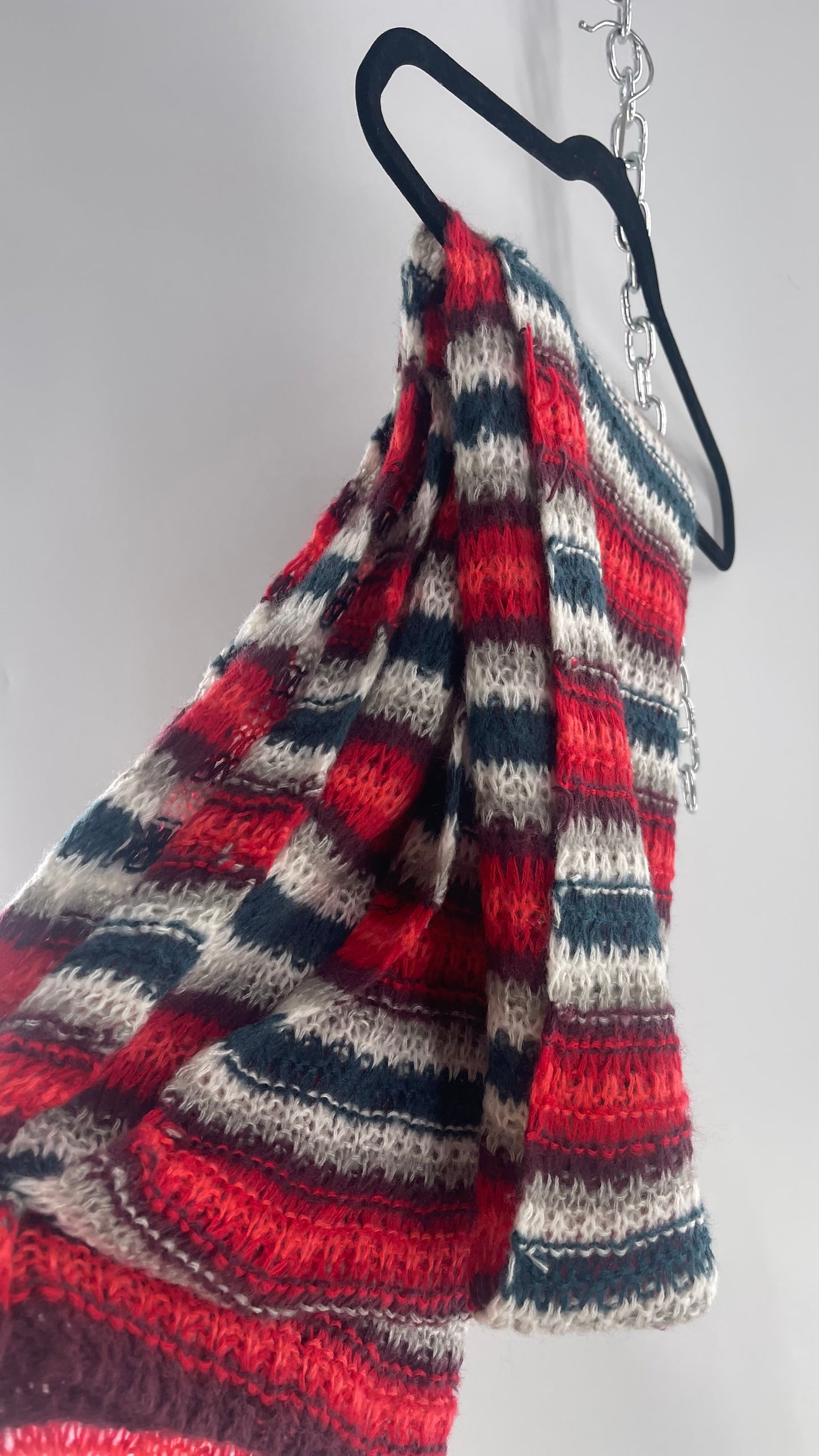 Open Knit Scarf Gray Tones