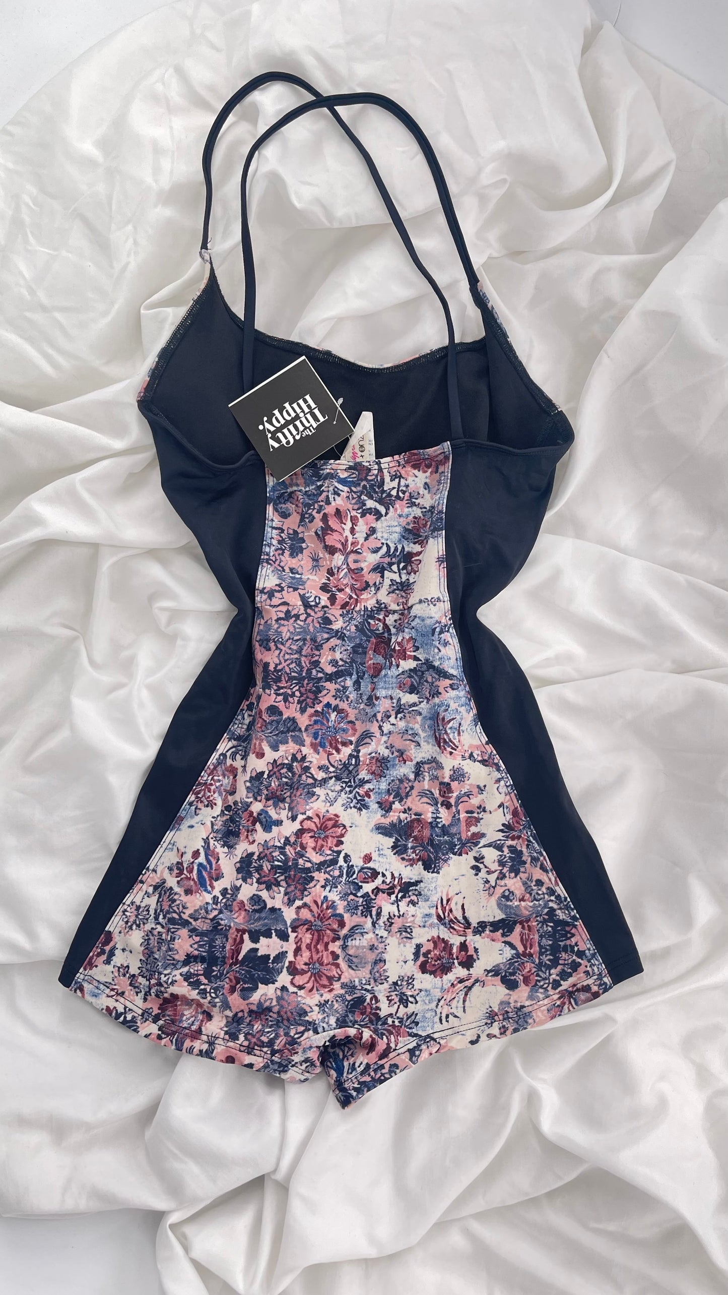 Free People Movement X Onzie Muted Florals and Black Swim Body Suit (S/M)