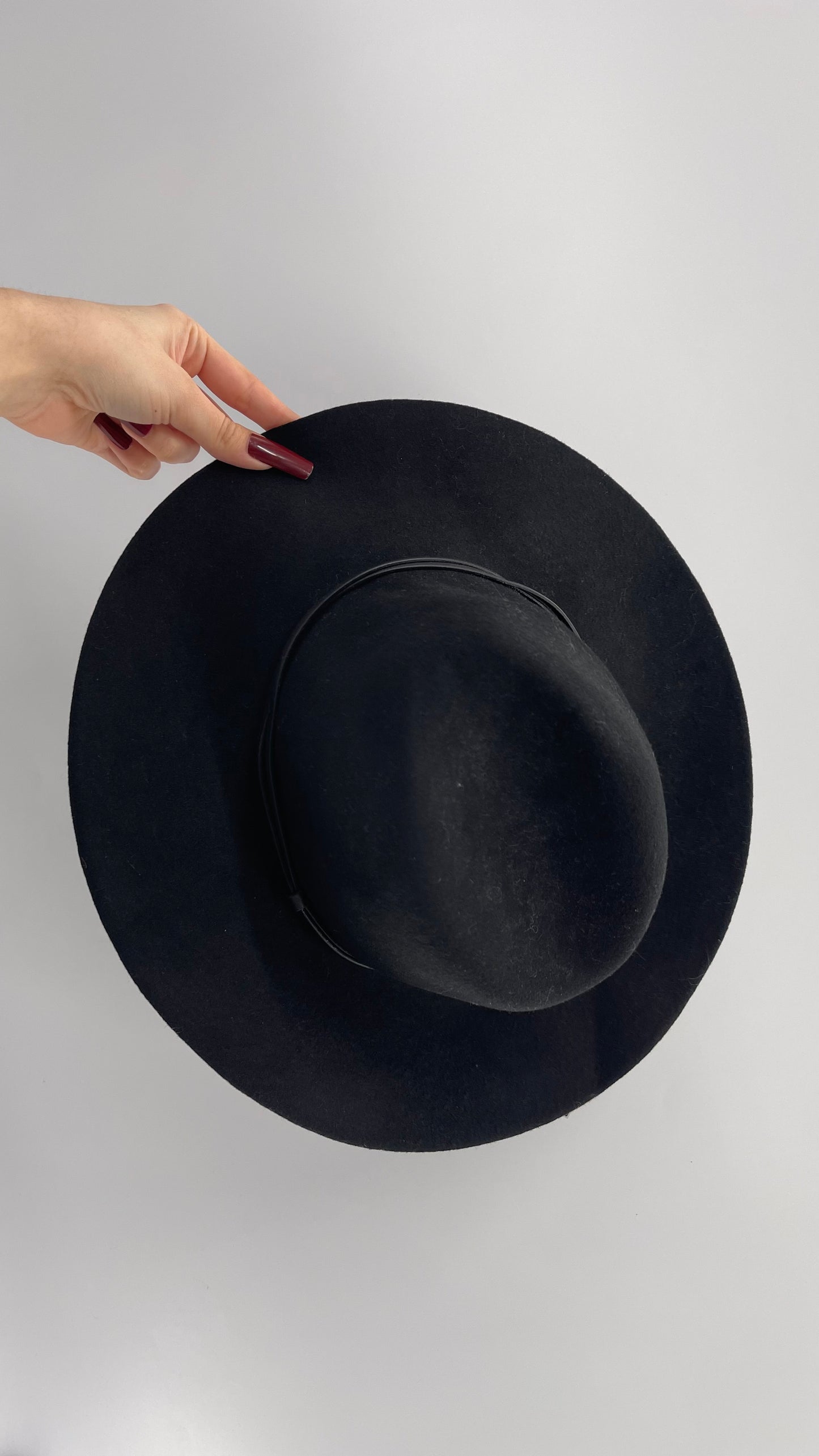Black Woven Felt Sun Hat