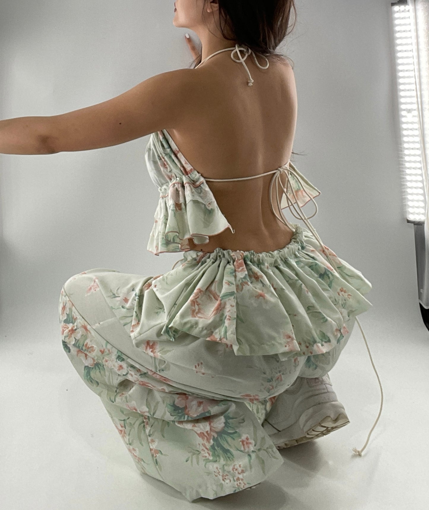 Vintage Set Covered in Delicate Dainty Florals, Butterflies, and Ruffles (One Size, Adjustable)