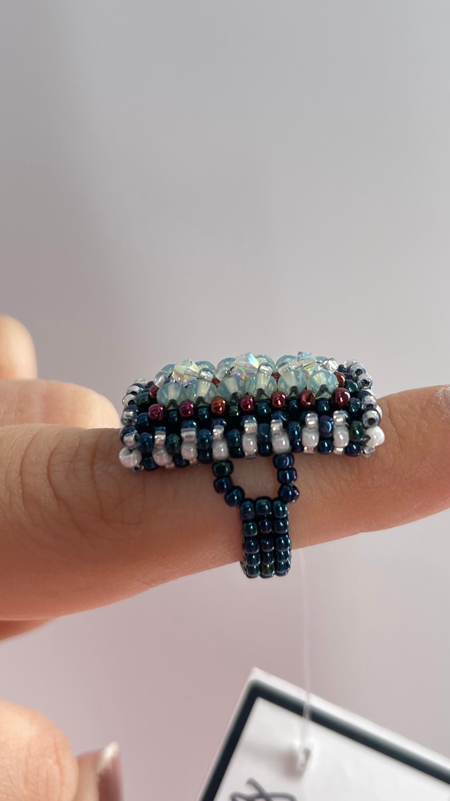 Vintage 70s Fully Beaded Ring