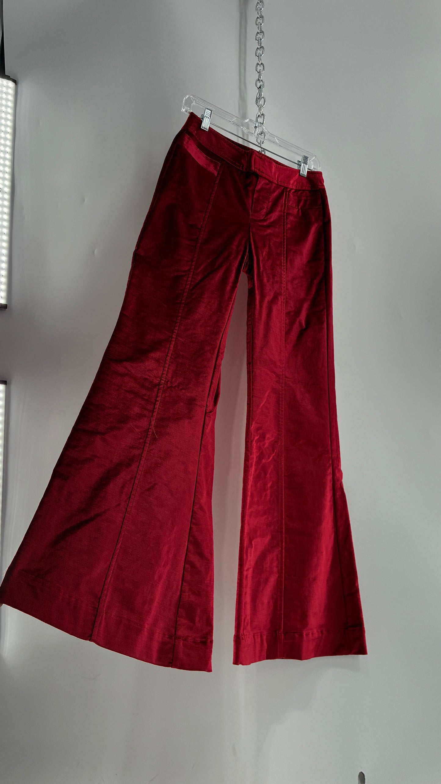 Free People Red Velvet Walk with You Kick Flare Hot Pants (2)