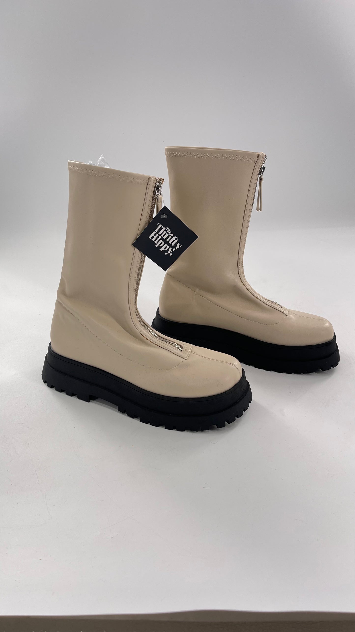 Urban Outfitters Cream Zip Front Boot with Contrast Platform (10)