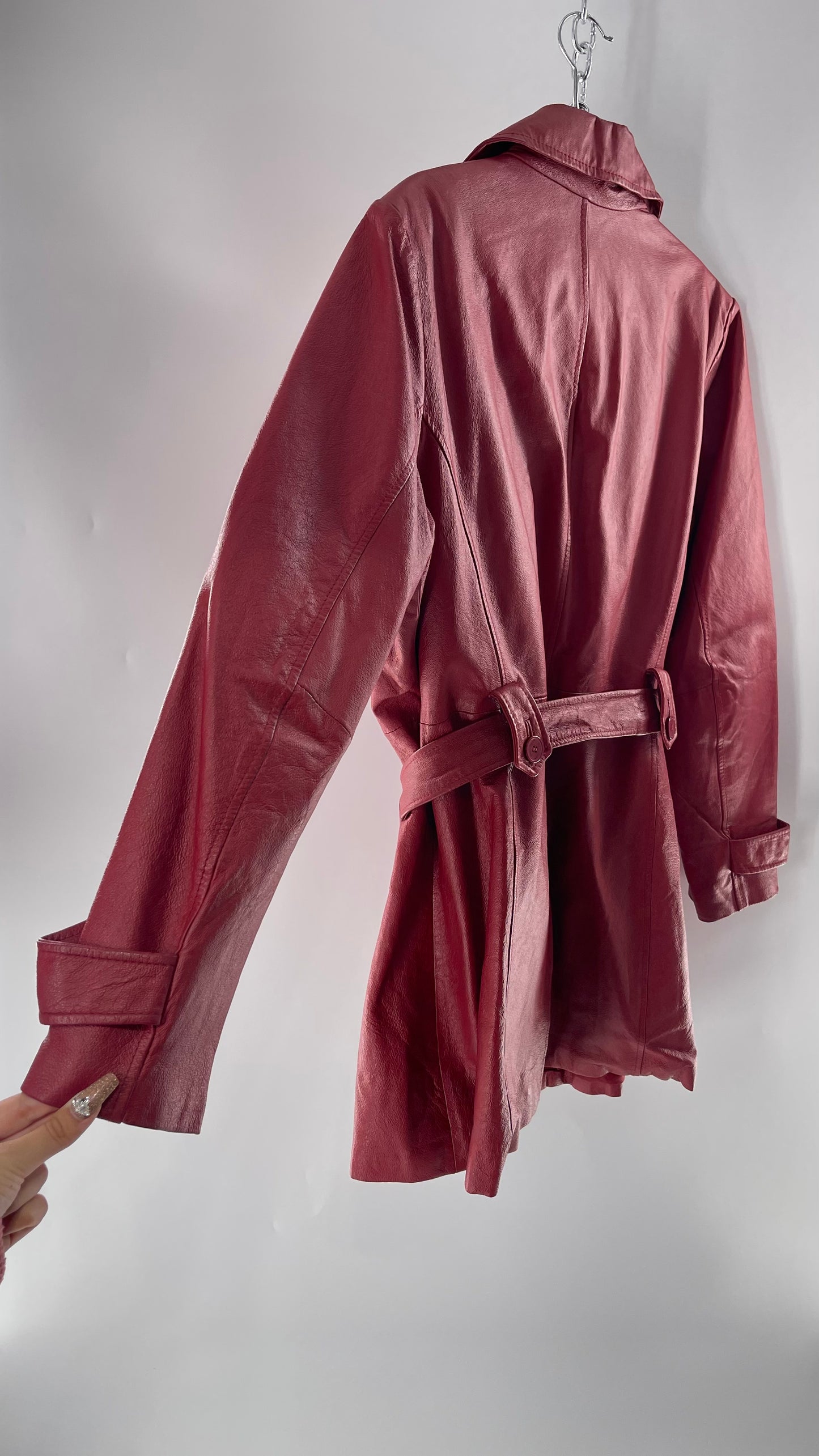 Vintage MetroStyle Red Leather Trench (C)(L/XL)